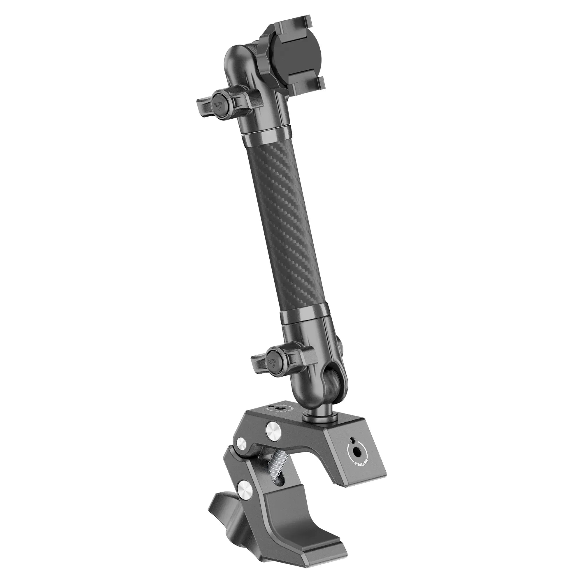 Adjustable carbon fiber mounting clamp arm for overlanding and camping accessories