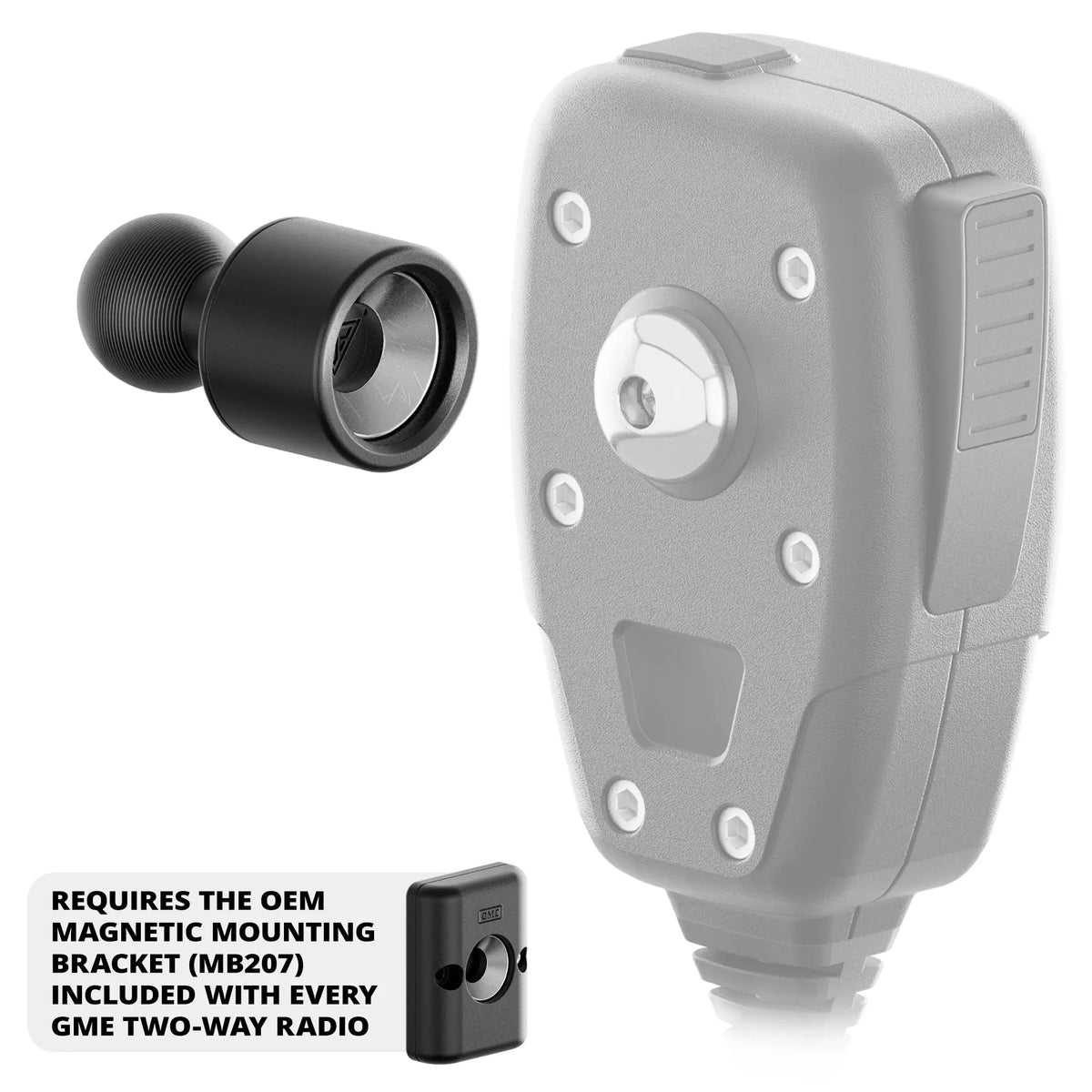 Tackform GME radio microphone holder with 20mm metal ball, universal fit