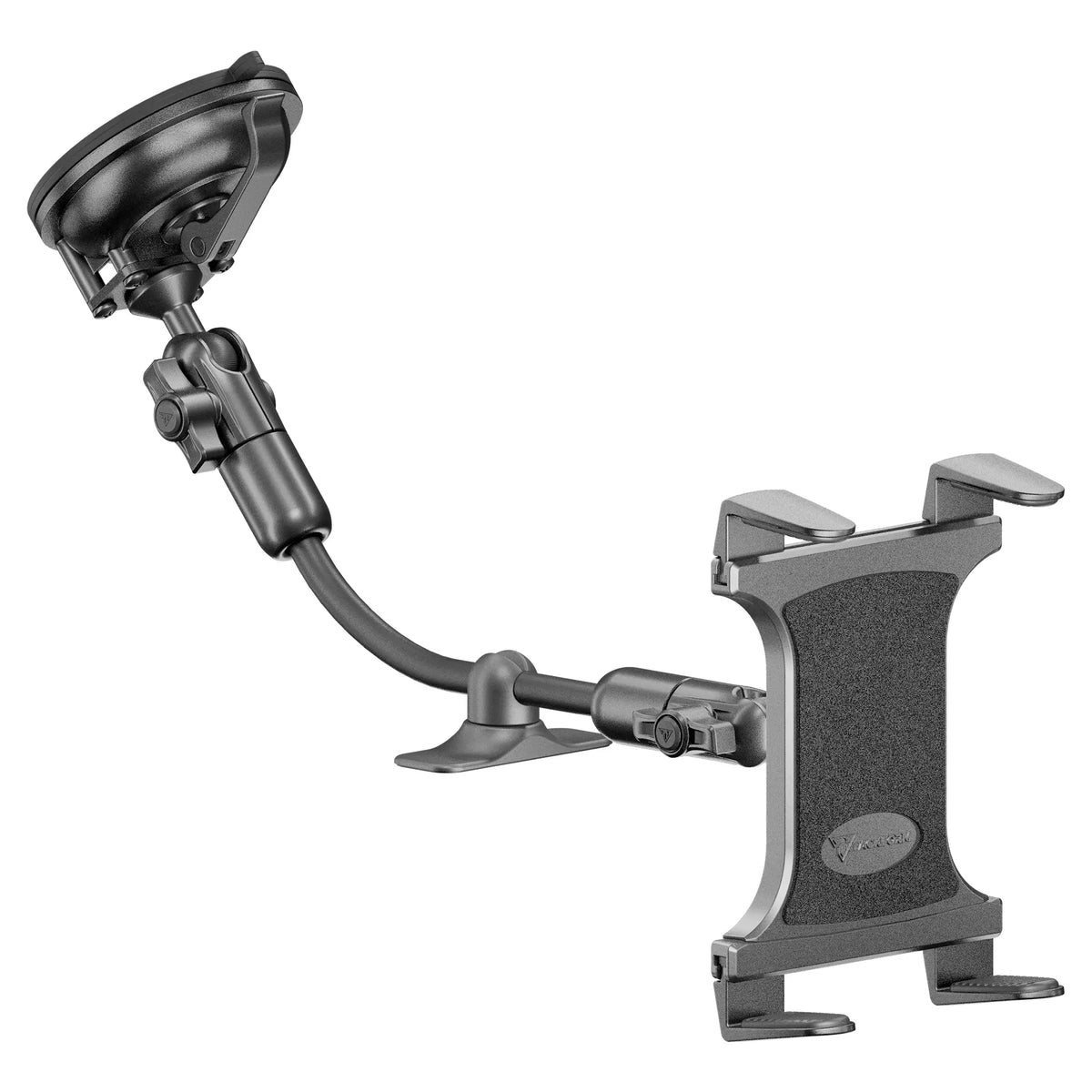Tackform 26 Series windshield suction cup composite tablet mount with flex arm, universal fit