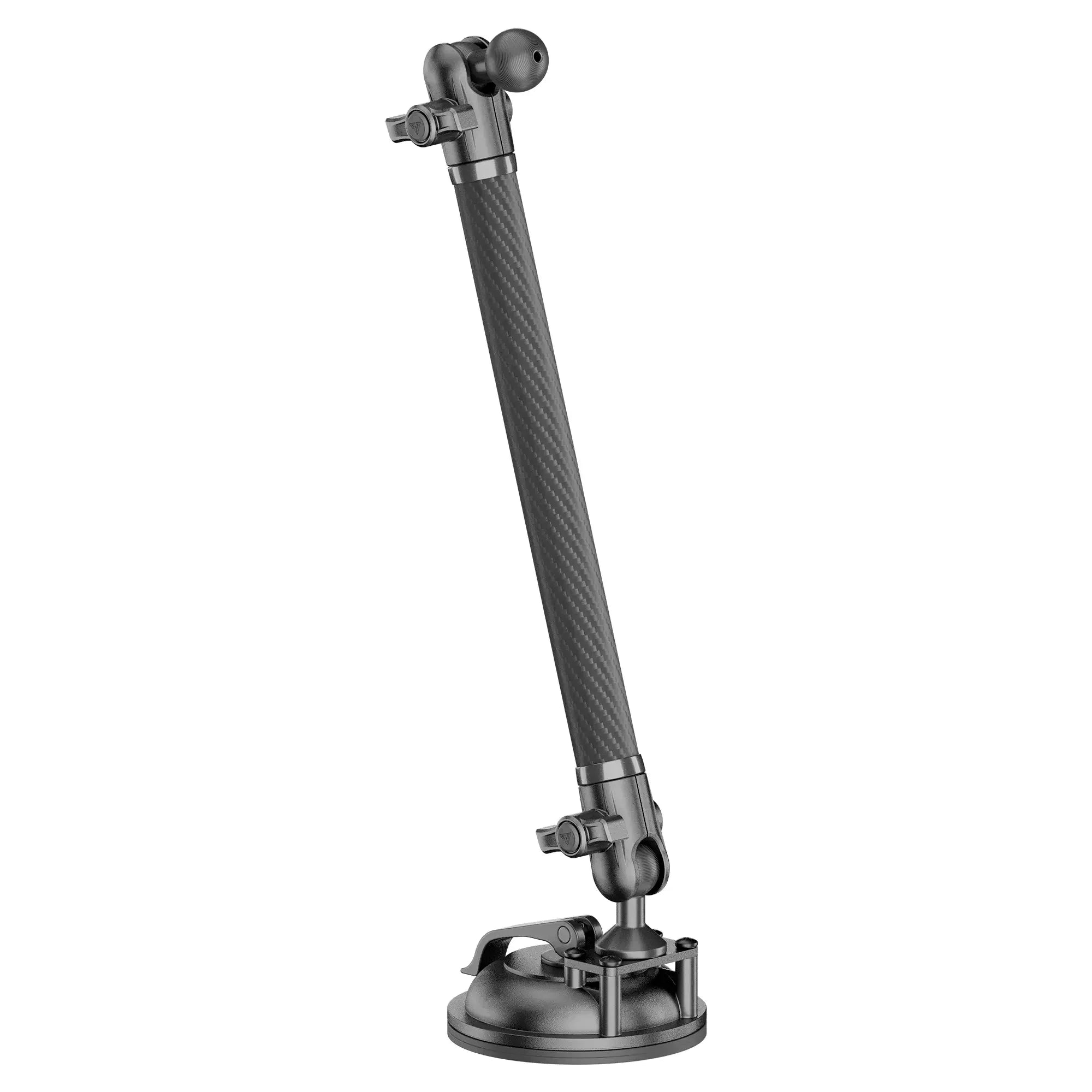 Adjustable carbon fiber mounting arm with suction cup base for off-road vehicle accessories