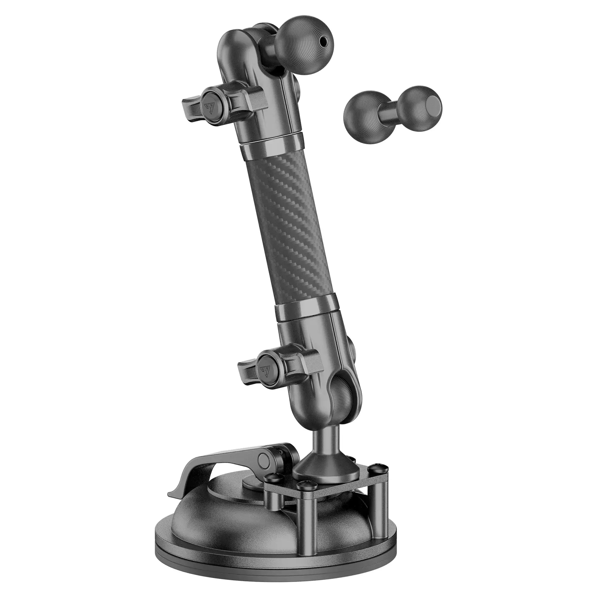 Heavy-duty adjustable vehicle suction mount with carbon fiber arm for overland accessories