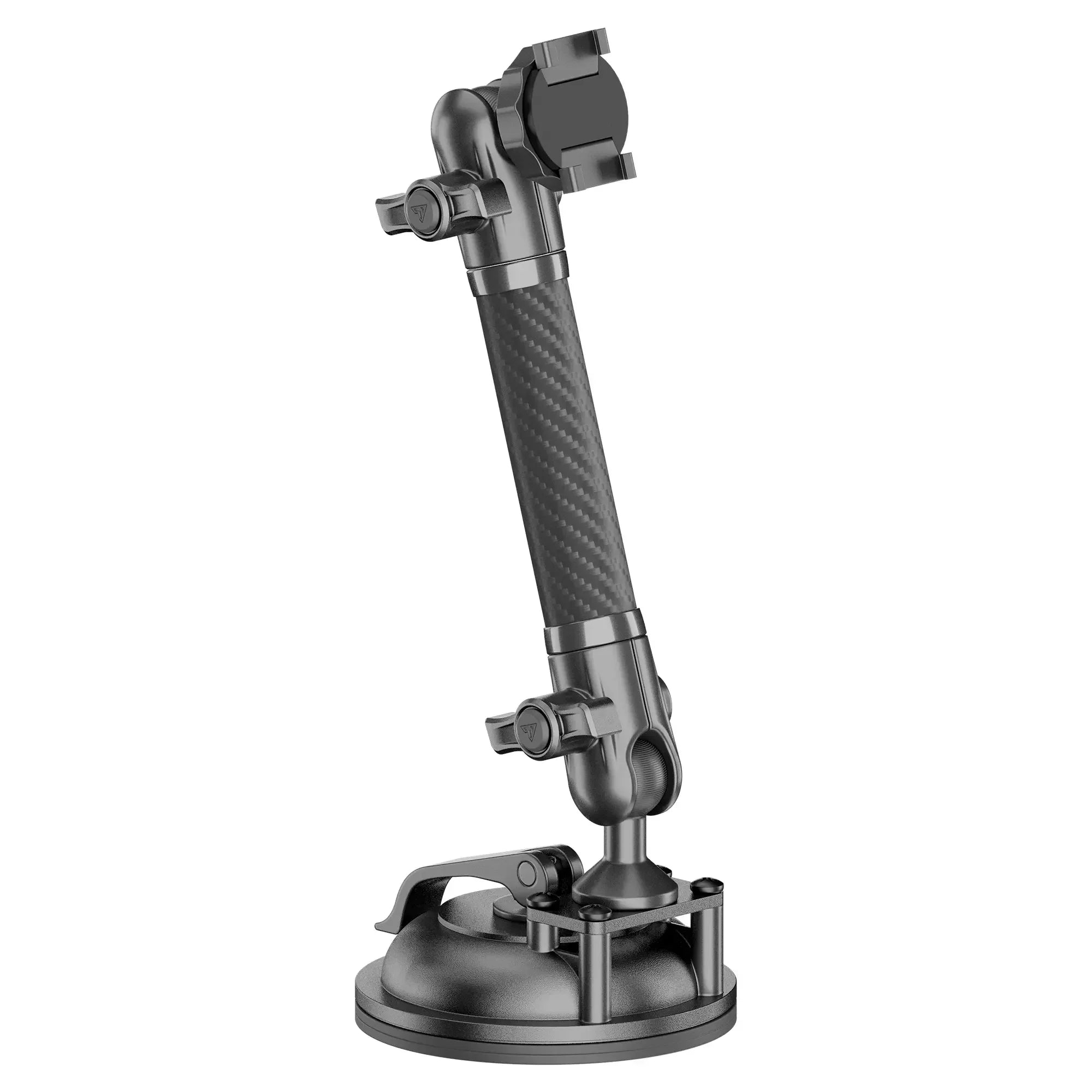 Adjustable carbon fiber suction cup mount for vehicle or overlanding gear