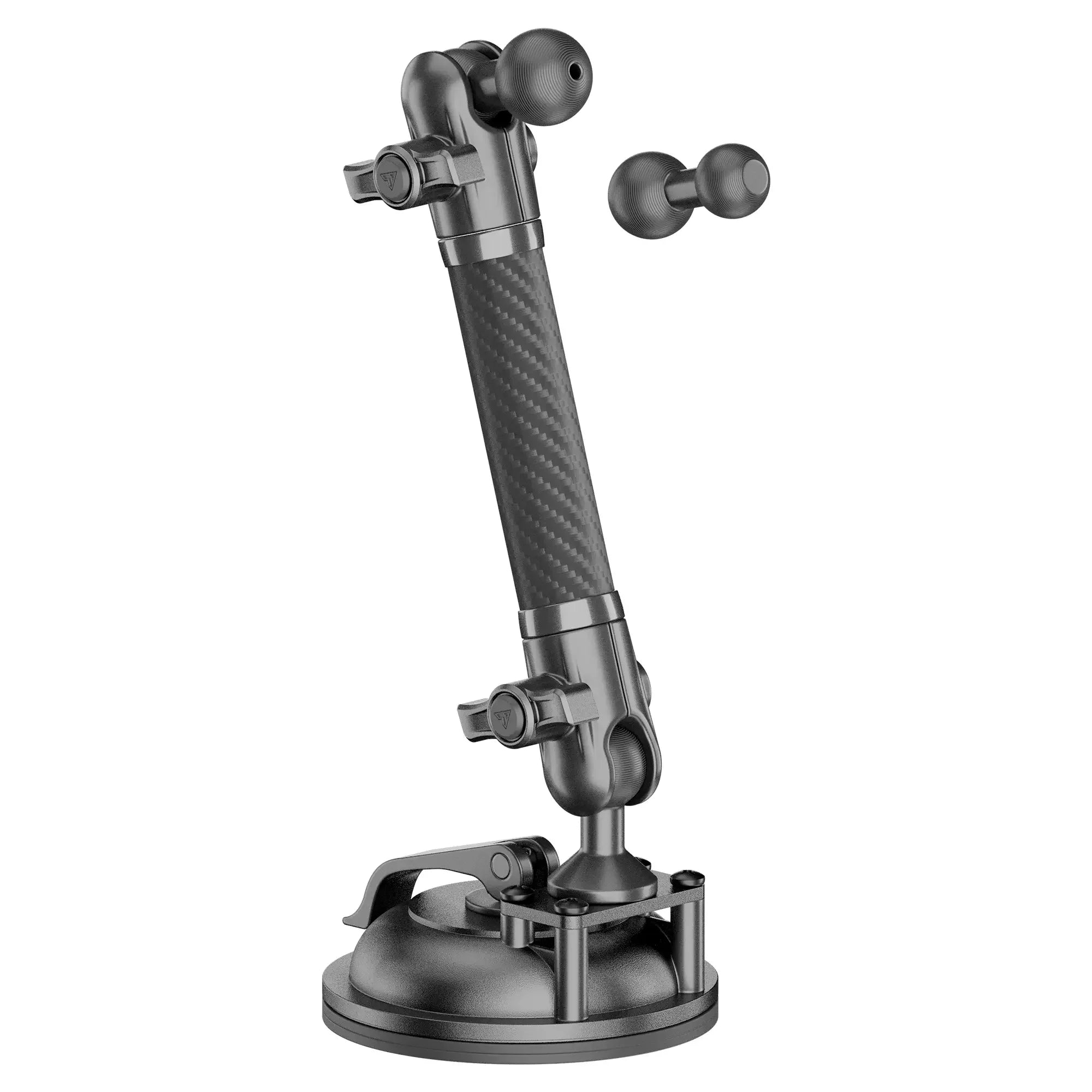 Heavy-duty adjustable suction mount with carbon fiber arm for overlanding vehicle accessories