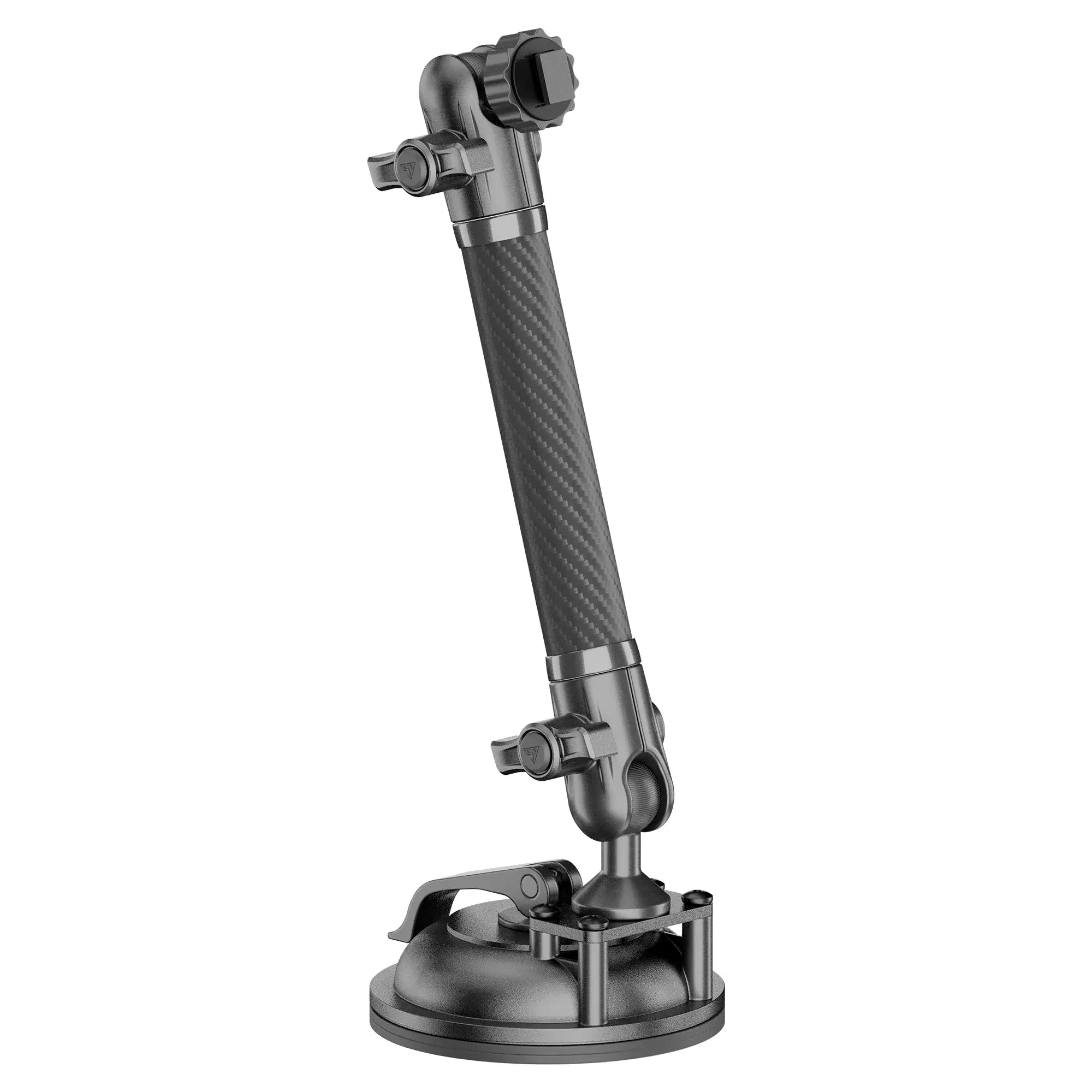 Adjustable carbon fiber suction cup mount for overlanding vehicle accessories