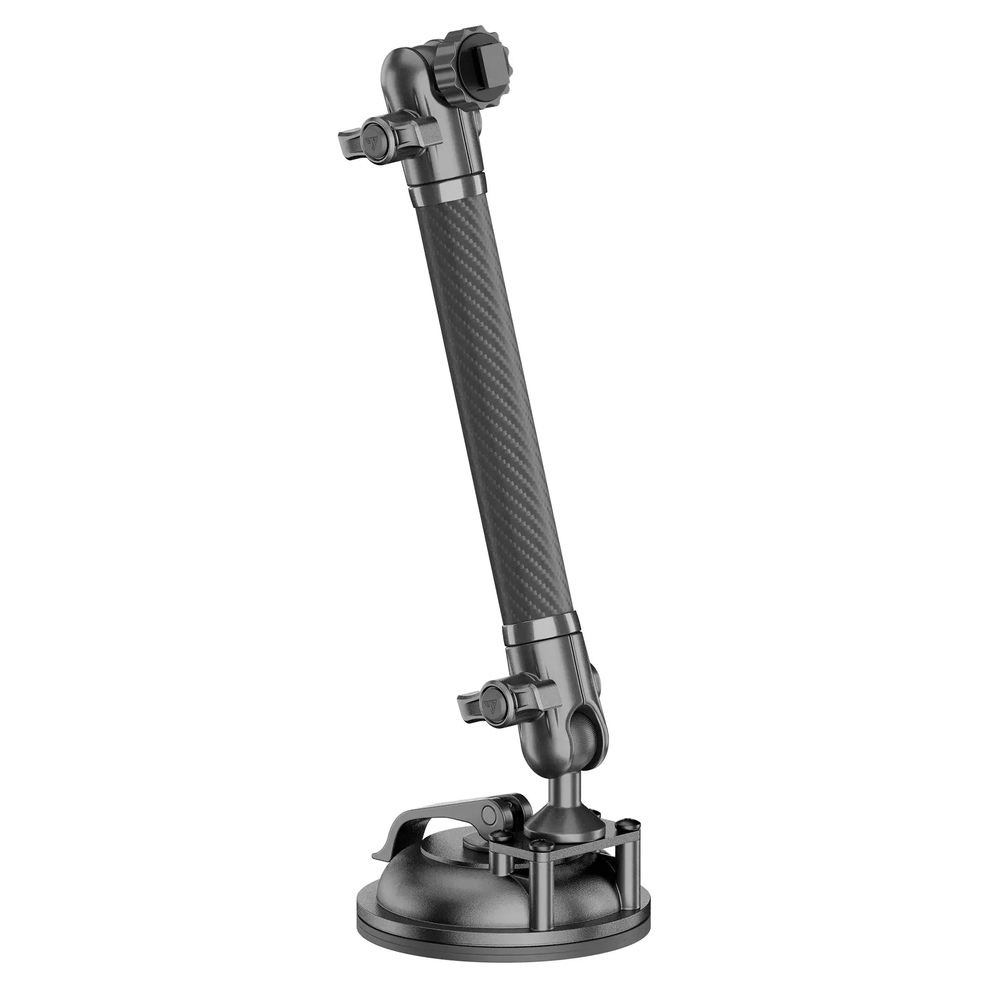 Adjustable carbon fiber suction mount arm for off-road vehicle accessories