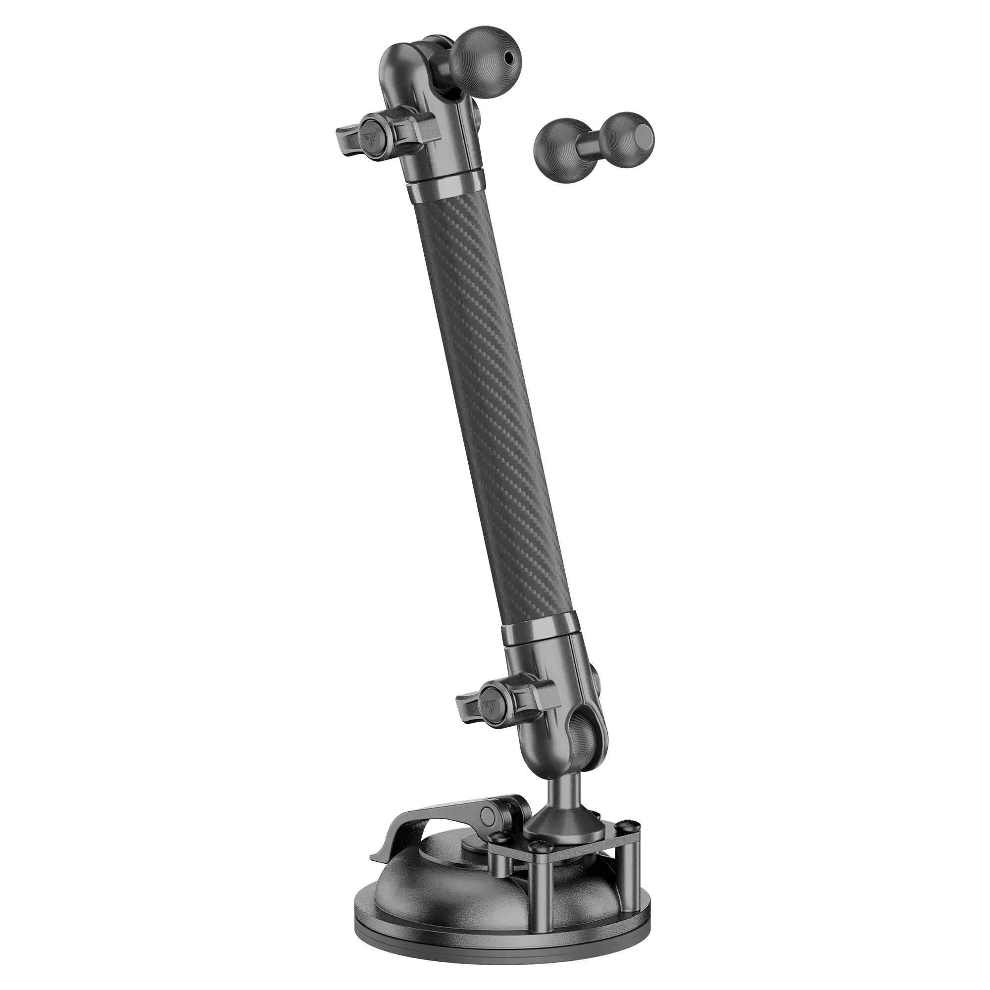 Carbon fiber adjustable suction cup mount arm for off-road vehicles and camping gear