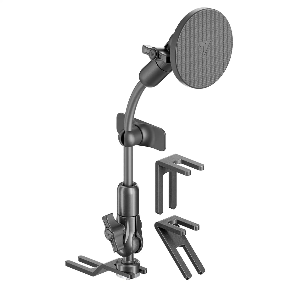 Tackform seat rail floor bolt magnetic tablet mount with flex arm, universal fit