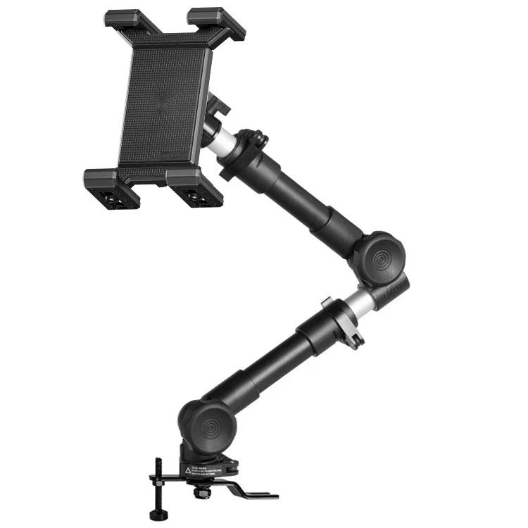 Tackform heavy duty seat rail floor bolt mount with 30 inch telescoping arm and SLATE tablet holder, universal fit
