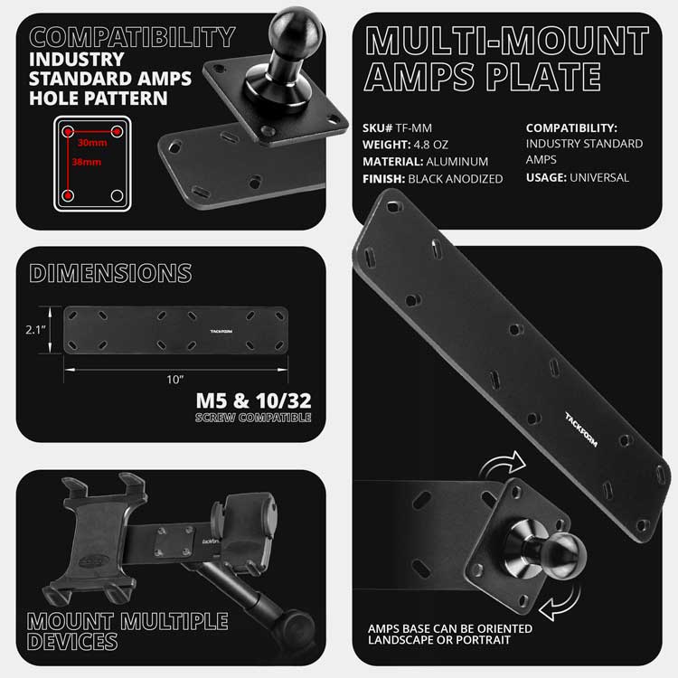 Tackform seat rail phone and tablet mount for universal fit