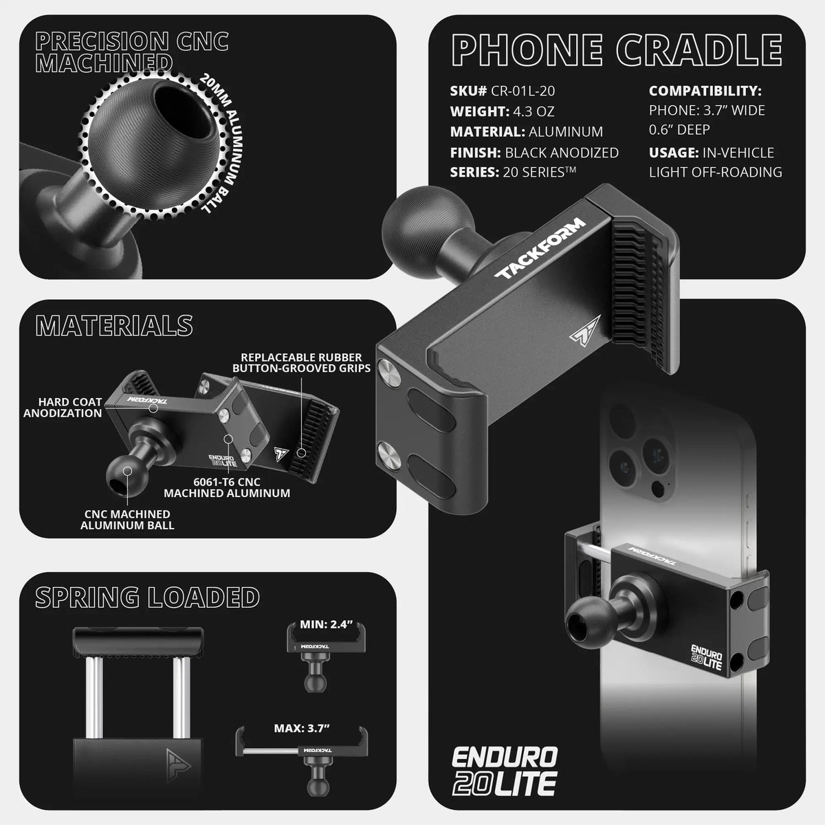 Tackform Fast Track semi truck mounting kit for phone and SLATE tablet, universal fit