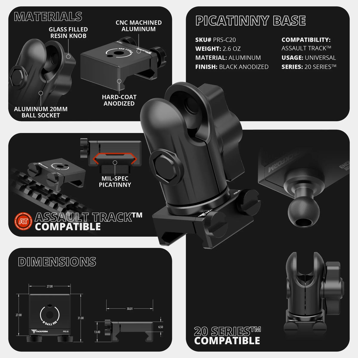 Tackform Assault Track 20mm socket for universal fit