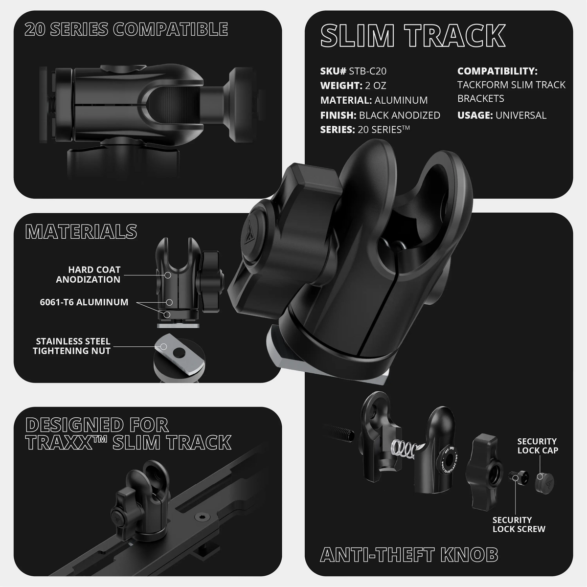 Tackform Slim Track 20mm socket for universal fit