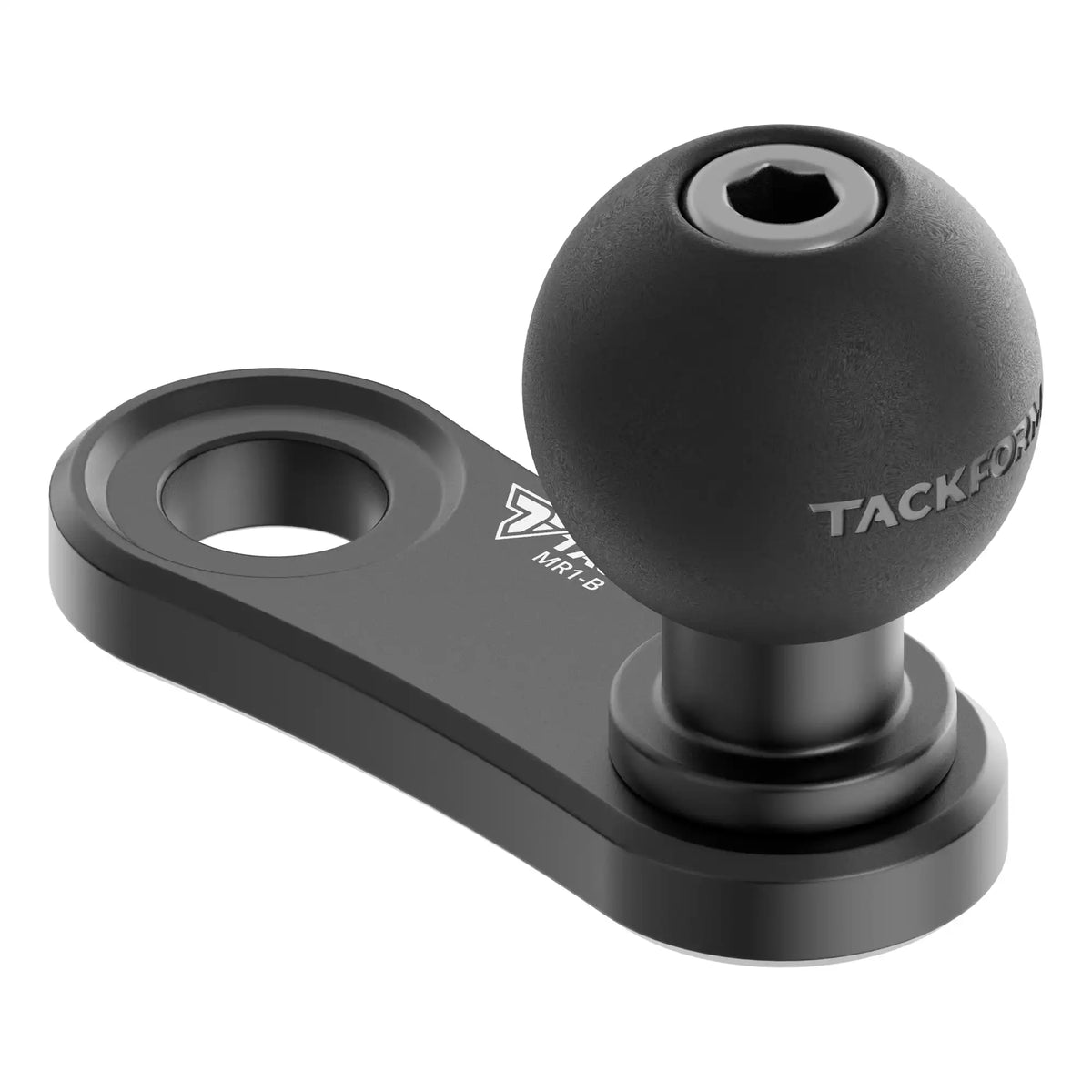 Tackform through-hole mirror mount with 25.4mm rubber ball, black, universal fit
