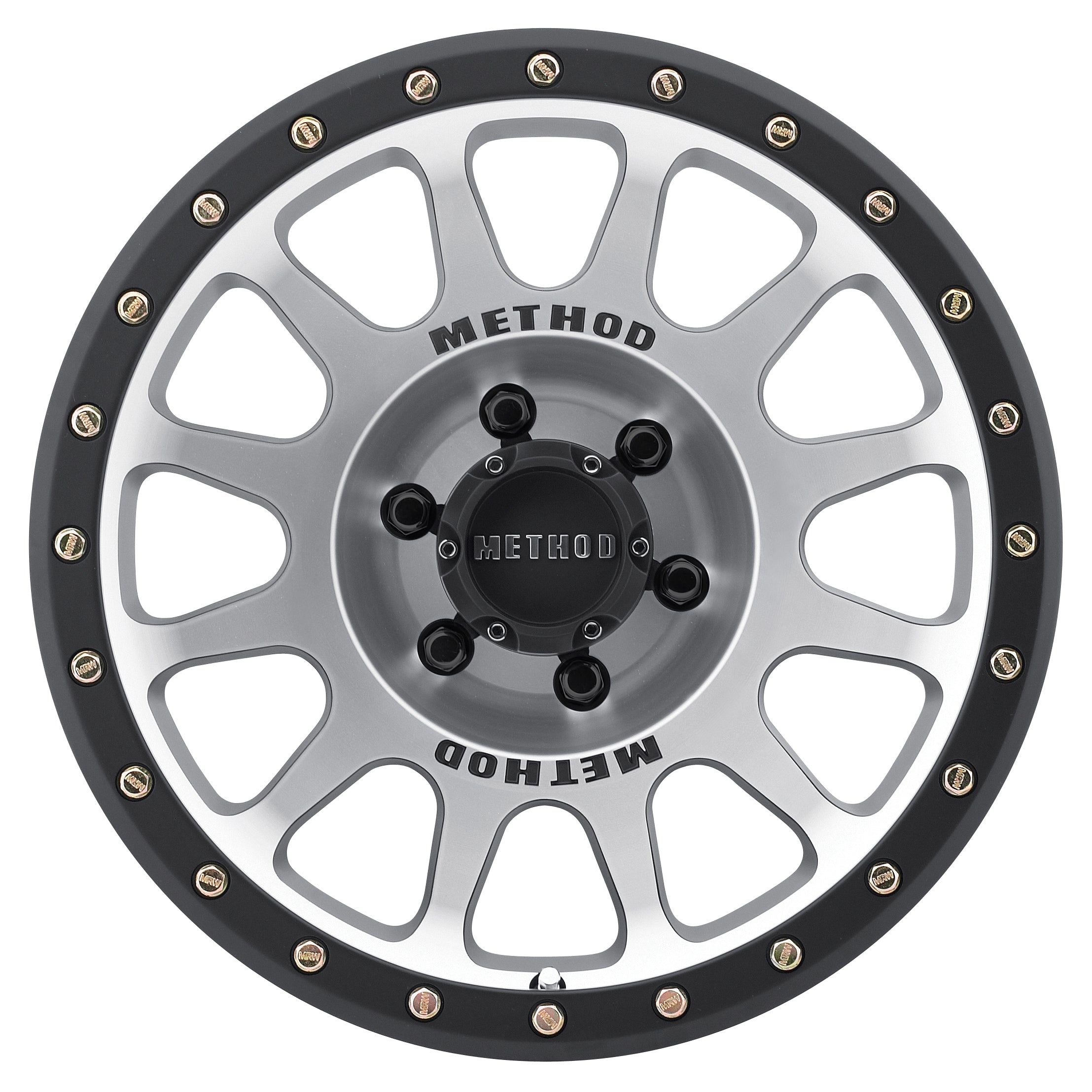 MR305_NV_Matte_Black_Machined_Face_Head_On_6_Lug - NVMOS