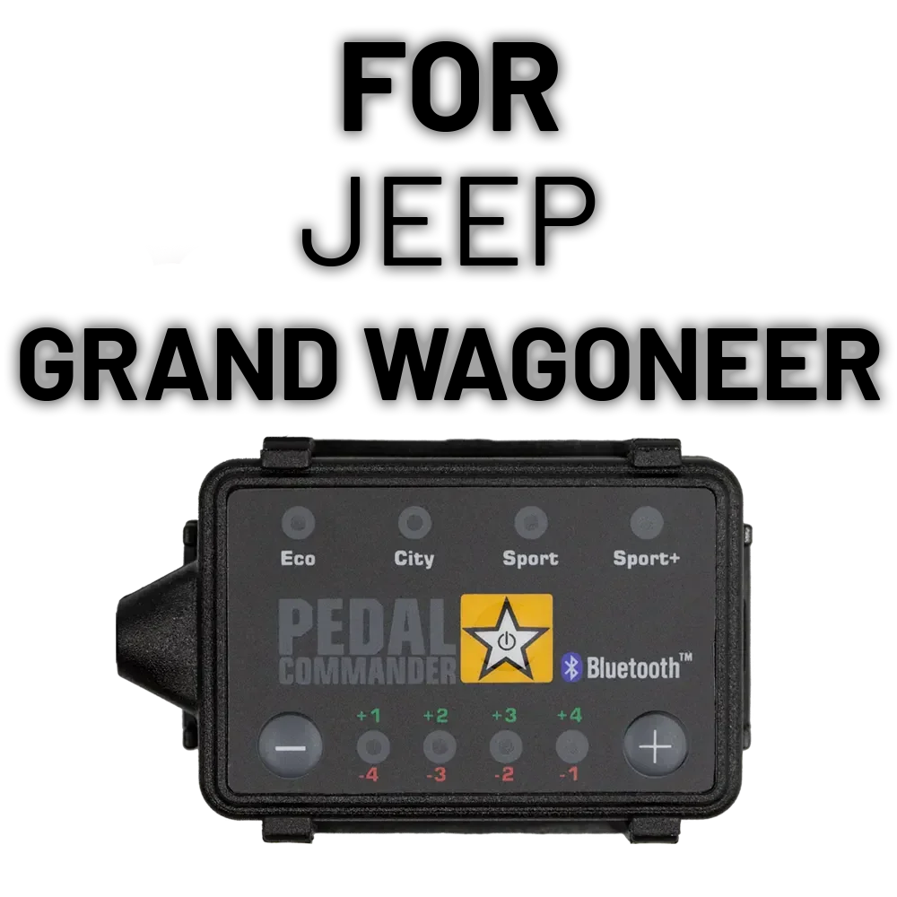 Pedal Commander throttle response controller for Jeep Grand Wagoneer with Bluetooth and driving mode buttons.