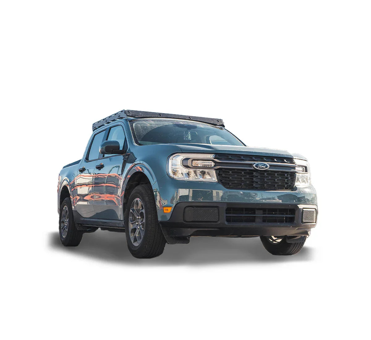 Ford Maverick pickup truck with overlanding roof rack, adventure vehicle accessory