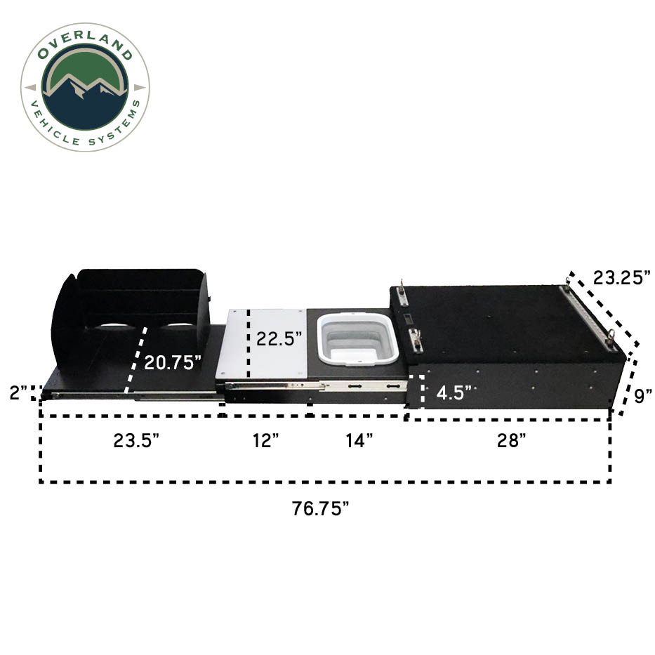 Overland Vehicle Systems Mid-Size Cargo Box Kitchen with slide-out sink and cooking shelf - view 4