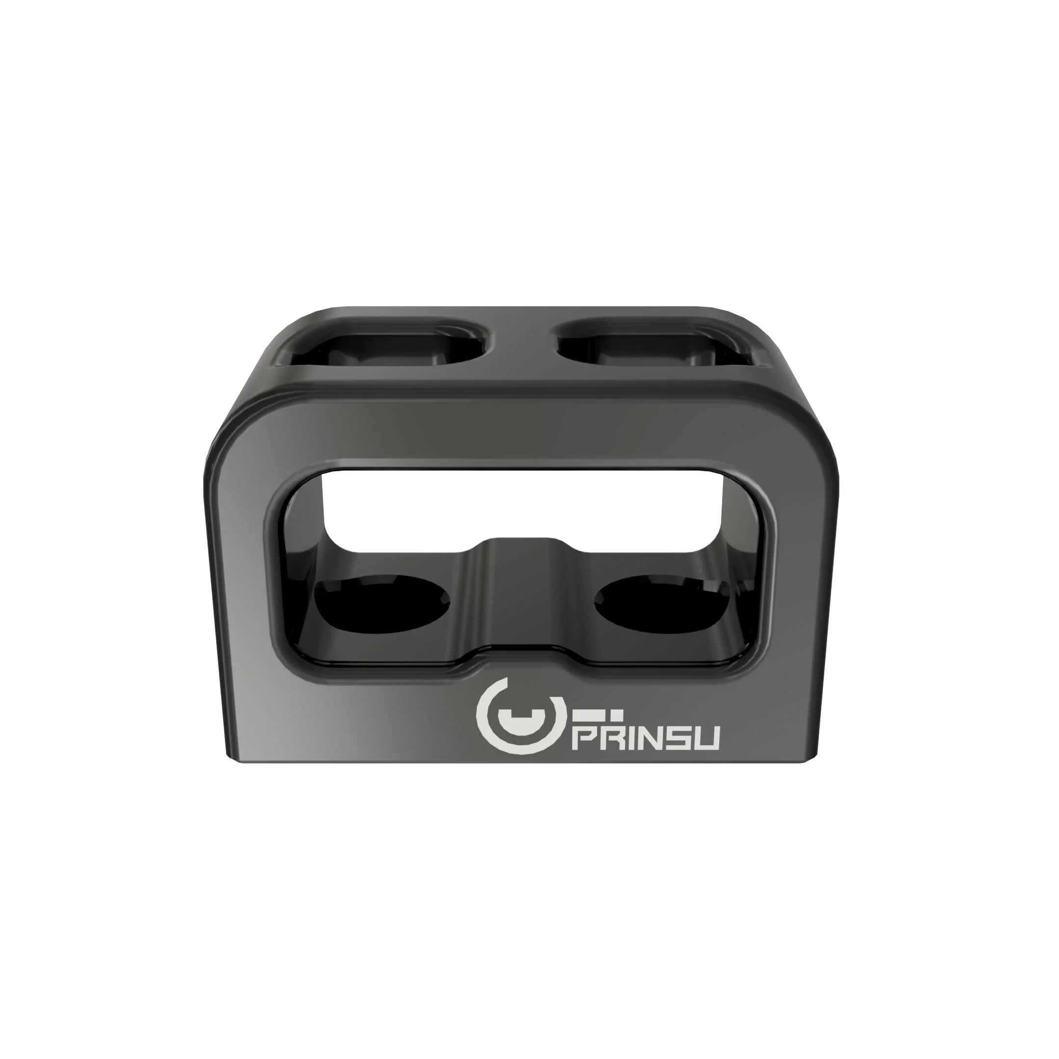 Black metal overlanding accessory mount with PRINSU logo, for expedition vehicles