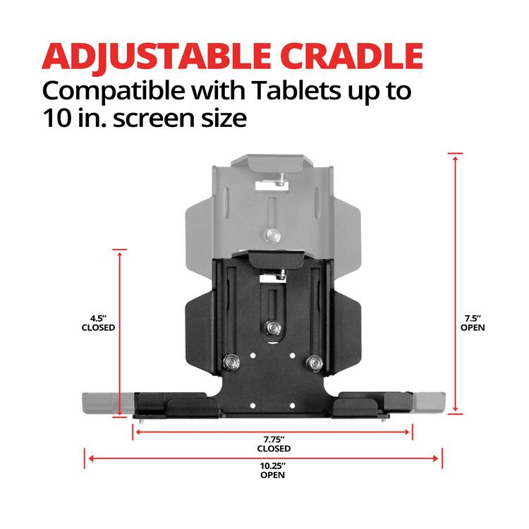 Tackform metal locking tablet cradle with 1 inch ball for universal fit