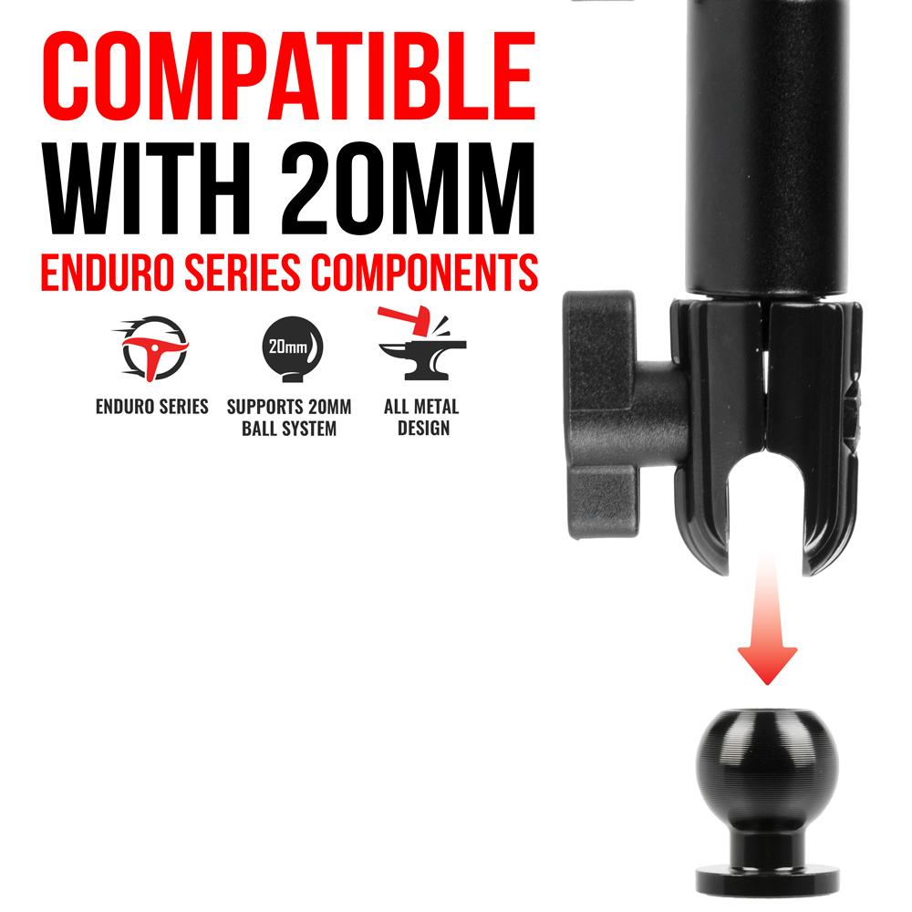 Tackform 20mm ball pinch bolt mount with 6mm thru hole for universal fit