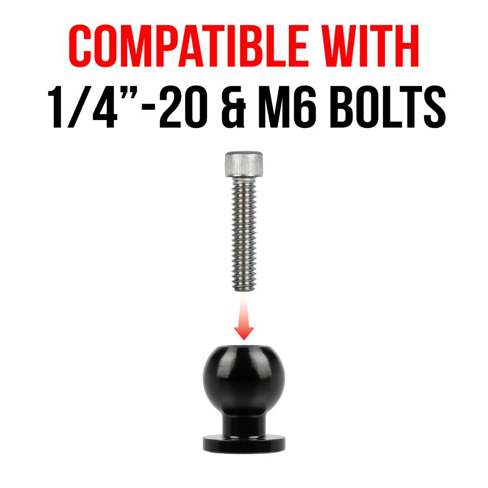 Tackform 20mm ball pinch bolt mount with 6mm thru hole for universal fit