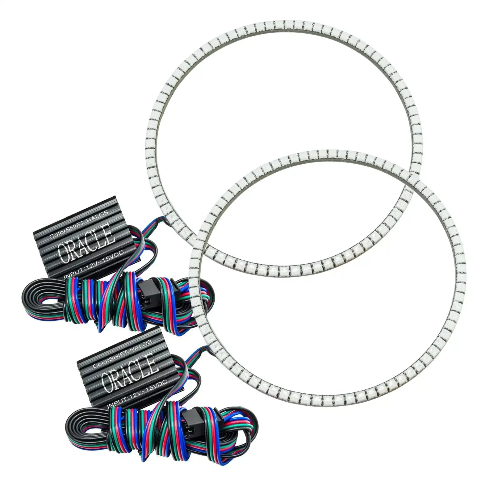 LED halo ring headlight kit with wiring for off-road vehicles, ideal for Toyota and Jeep