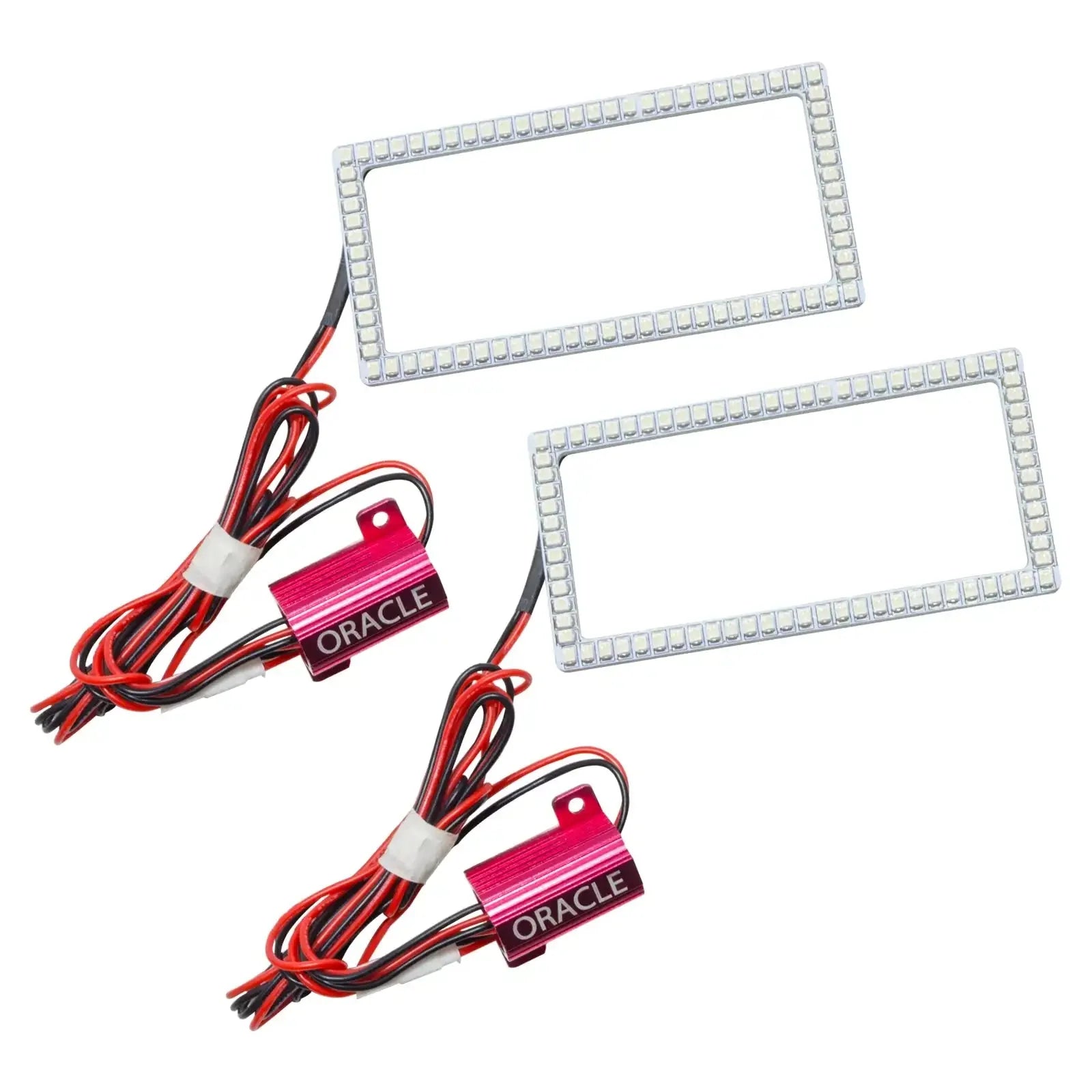 Rectangular LED halo light kit with wiring for off-road vehicle headlights