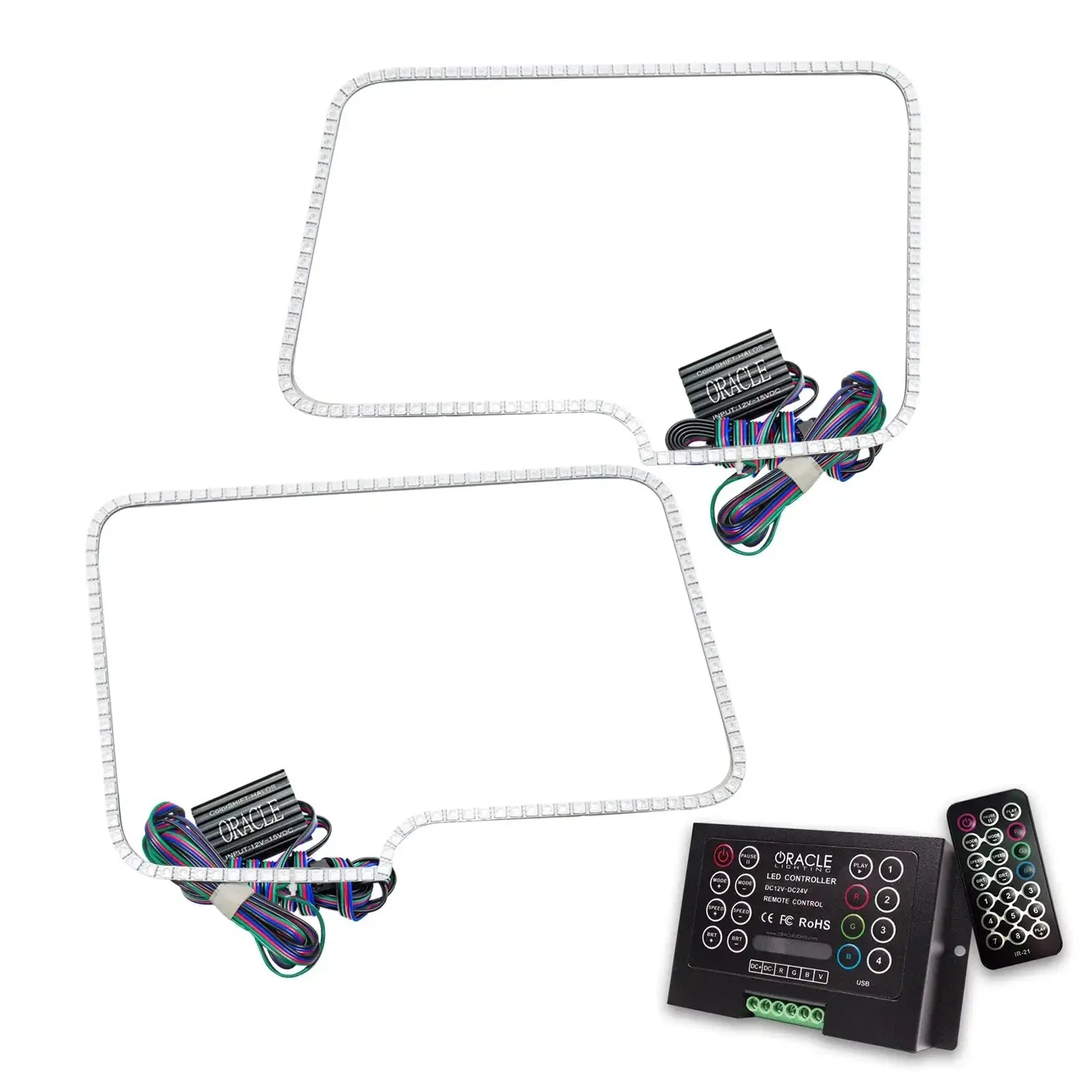 LED light kit with controller and remote for off-road vehicle headlights