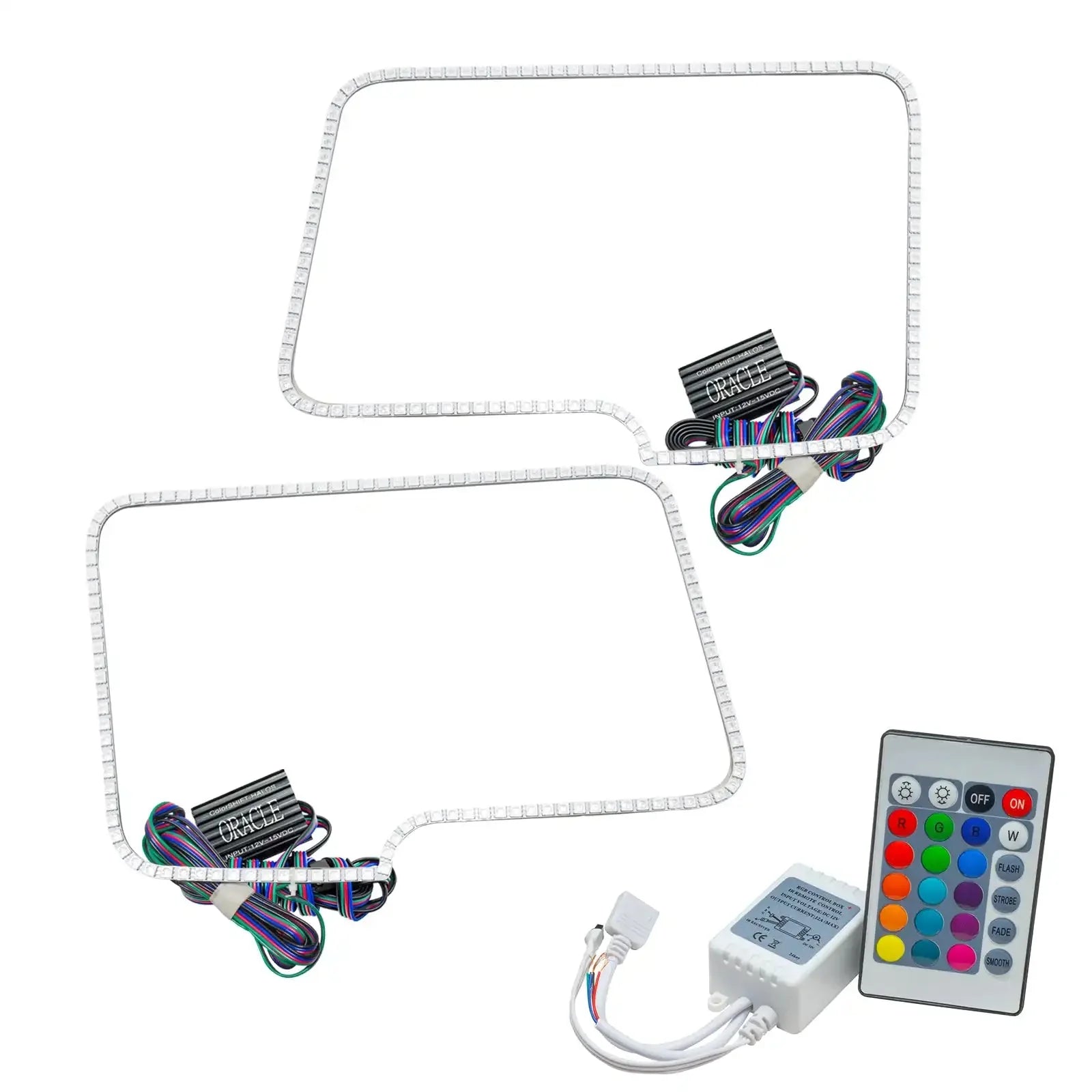 RGBW LED headlight halo rings kit with remote control for off-road vehicles and trucks