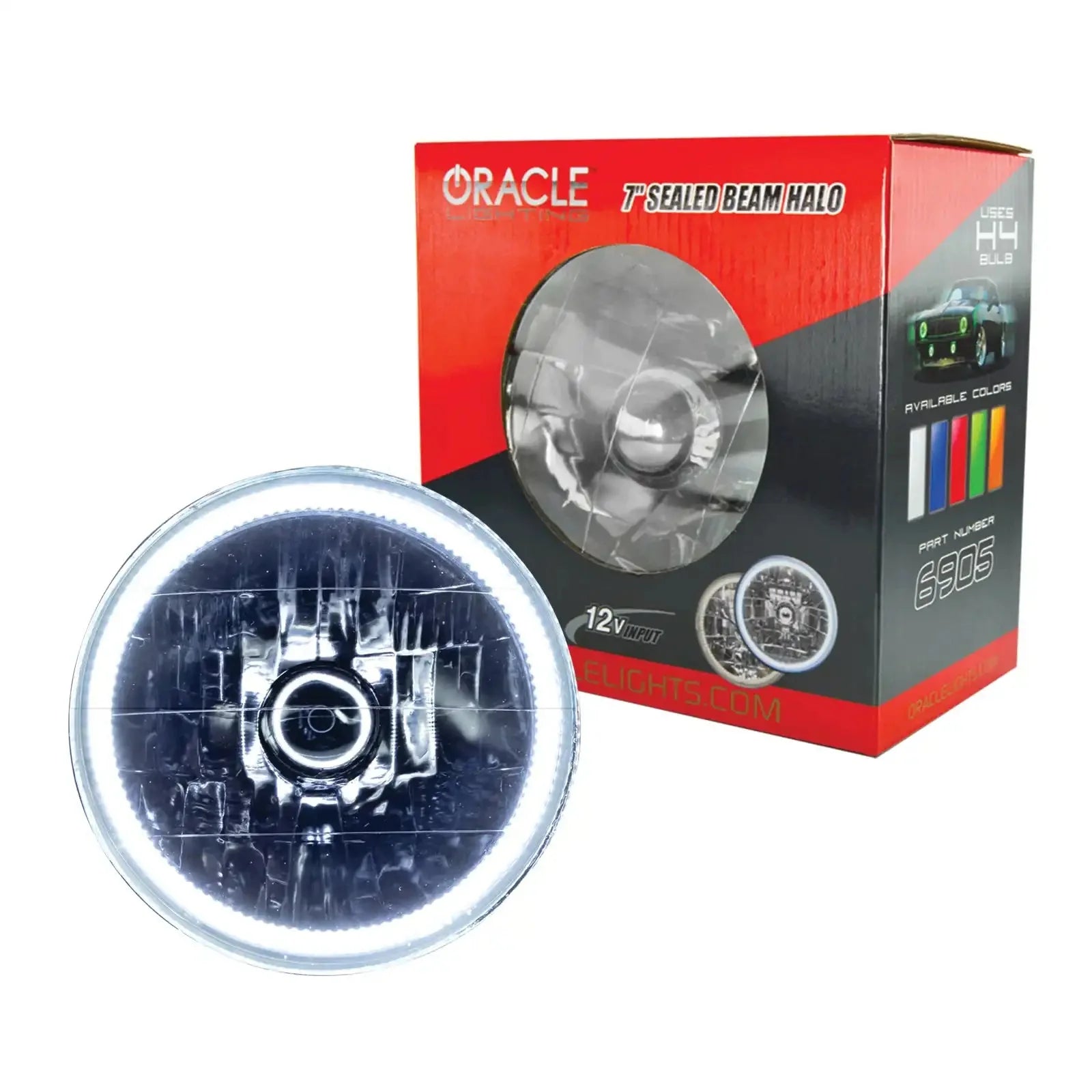 Pre-Installed 7" H6024/PAR56 Sealed Beam Halo with white LED halo ring.
