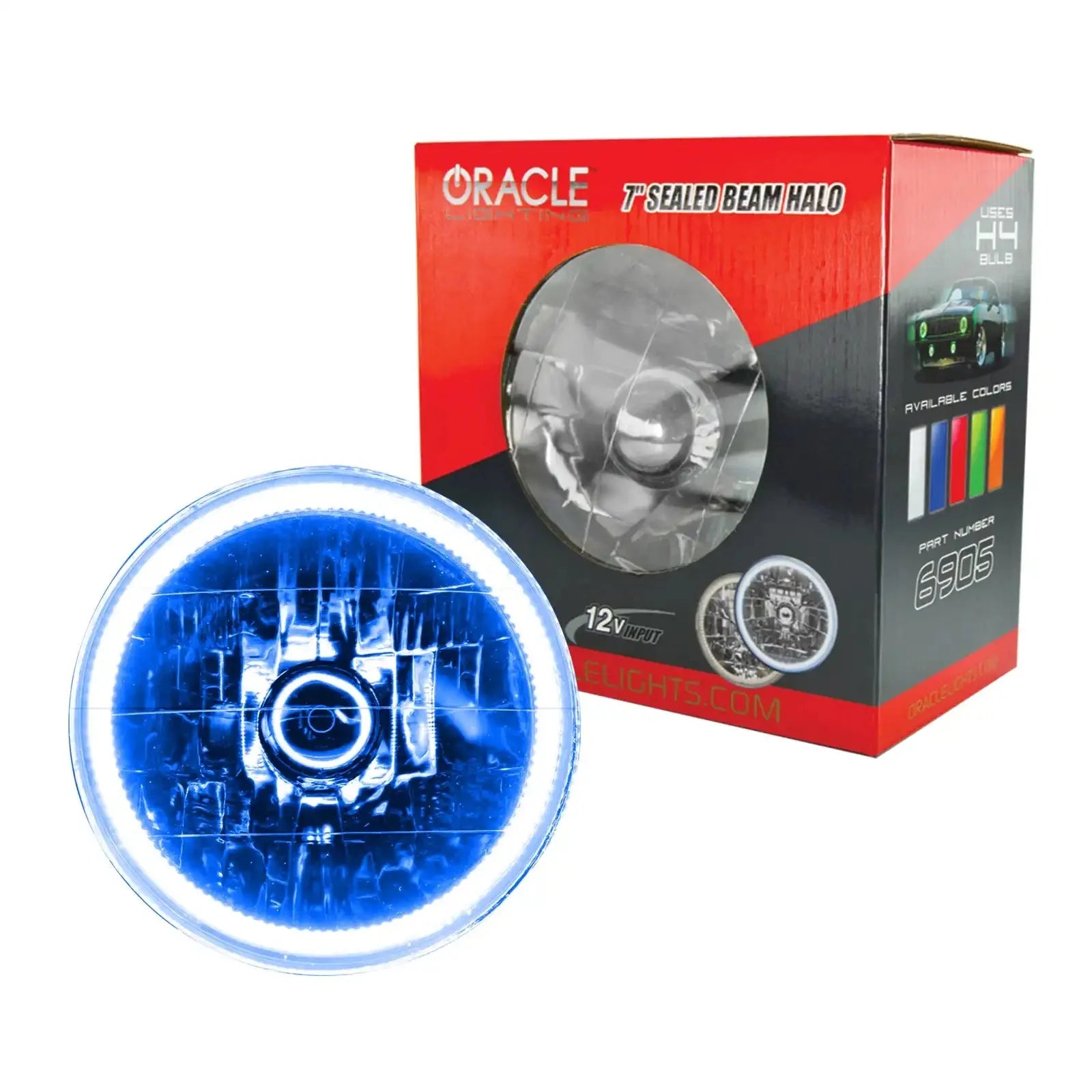 Pre-Installed 7" H6024/PAR56 Sealed Beam Halo with blue LED halo ring.