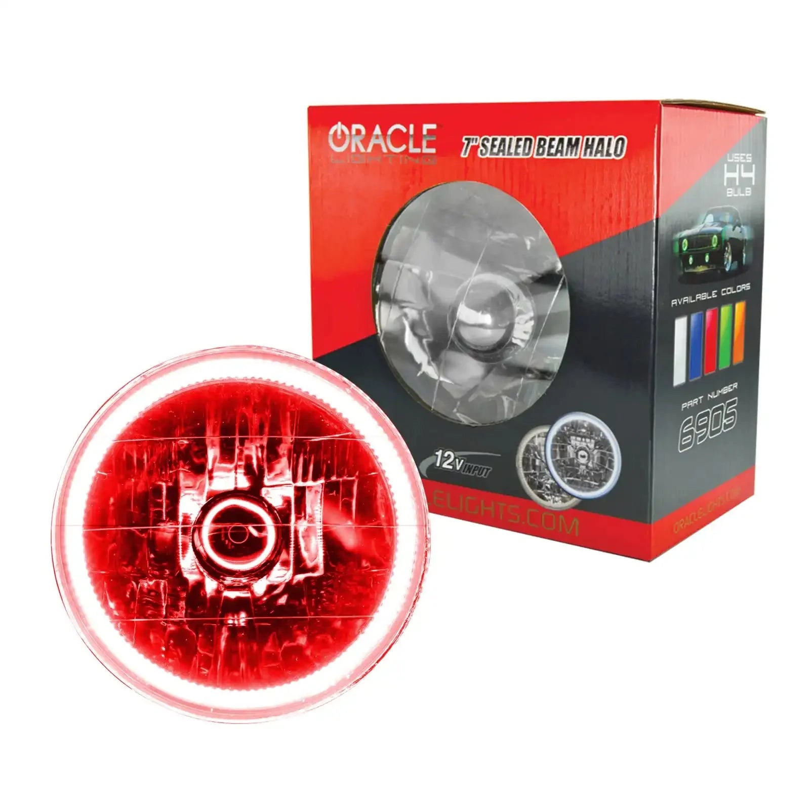 Pre-Installed 7" H6024/PAR56 Sealed Beam Halo with red LED halo ring.