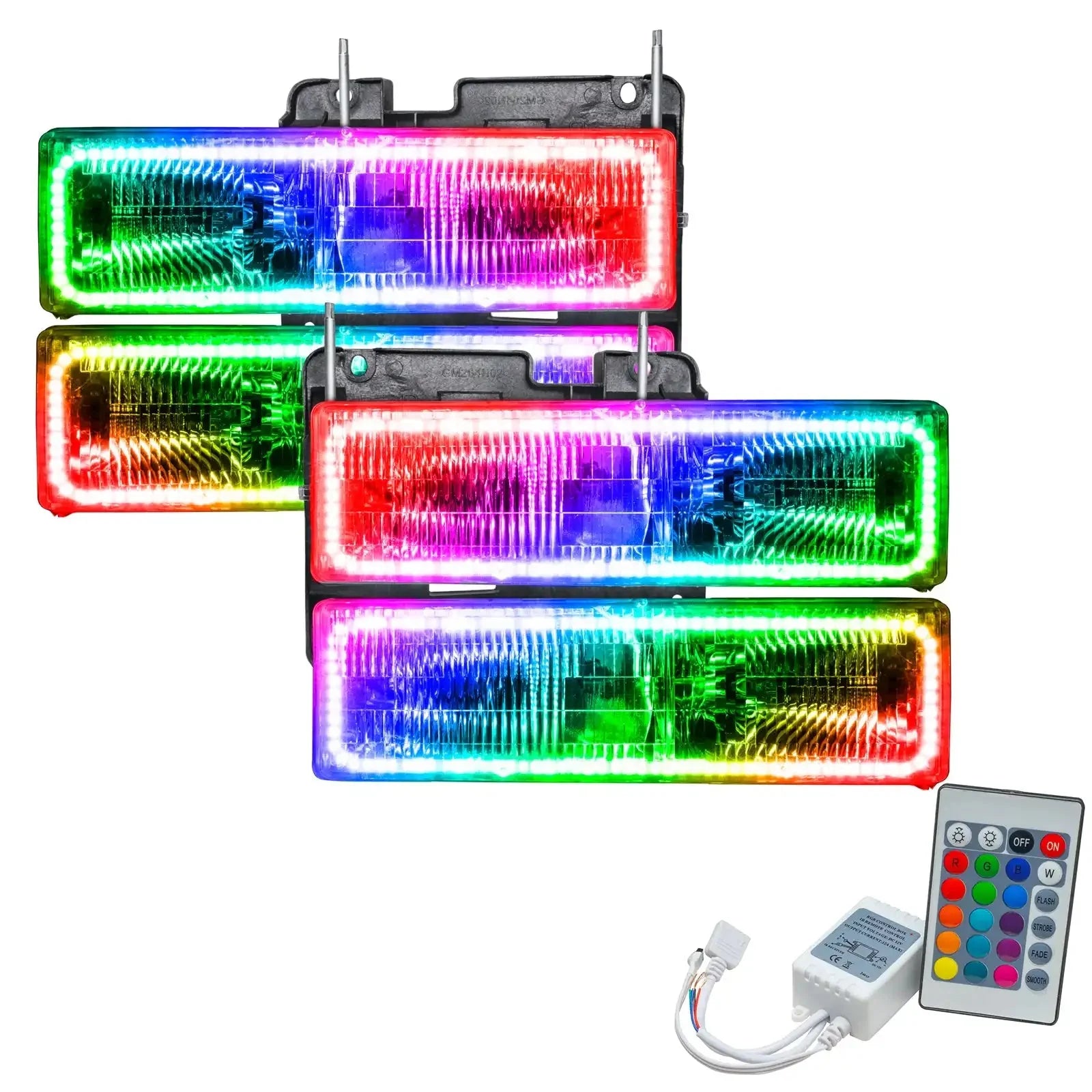 RGB LED fog lights for off-road vehicles with multicolor remote control