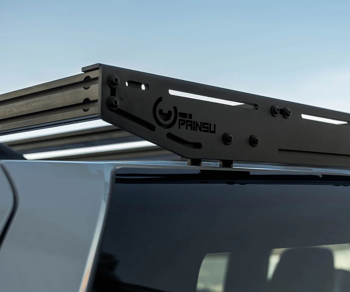 Prinsu roof rack mounted on a Toyota 4Runner, ideal for overlanding and adventure gear
