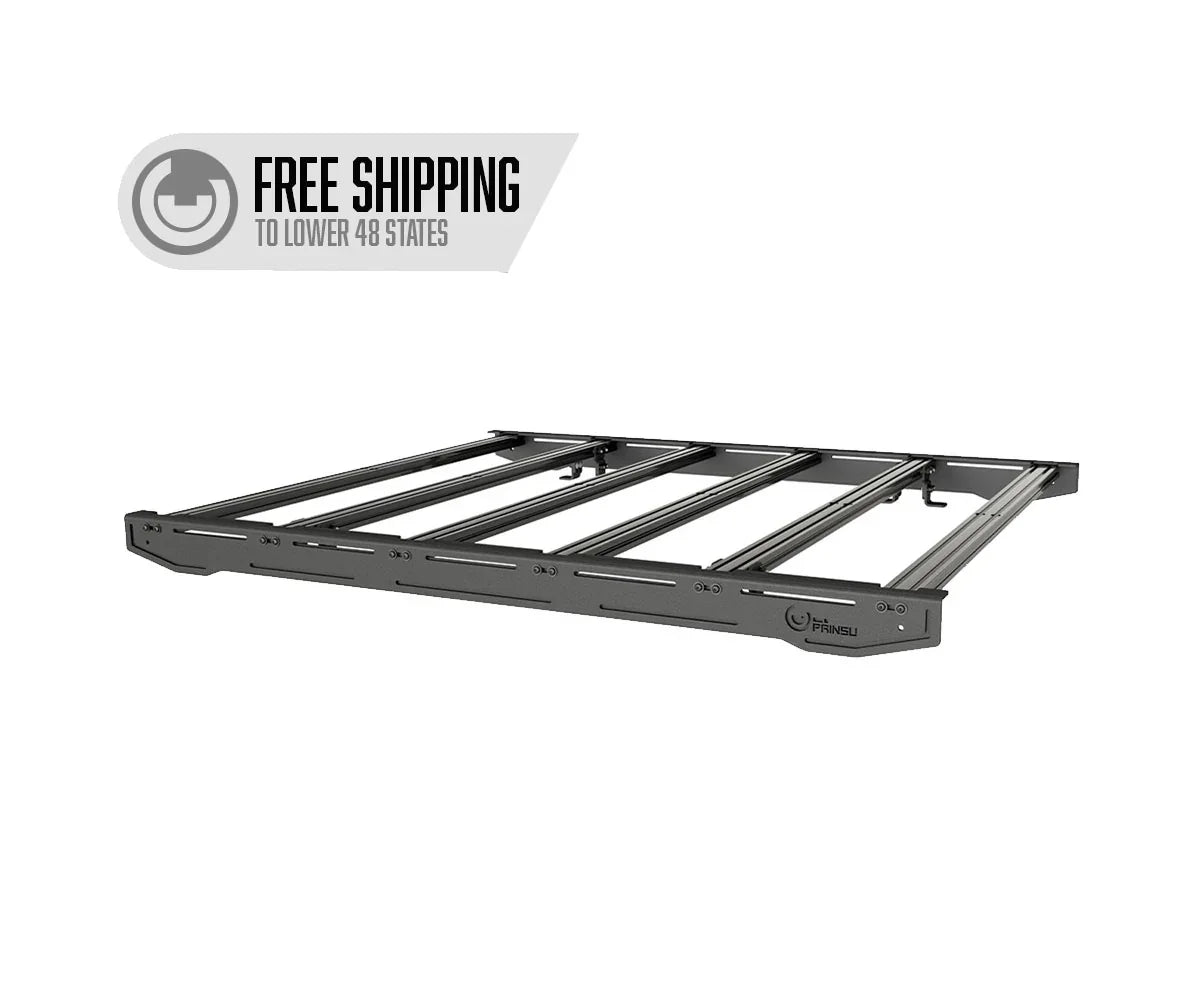 Heavy-duty roof rack platform for overlanding vehicles, ideal for Toyota, Jeep, Ford models.