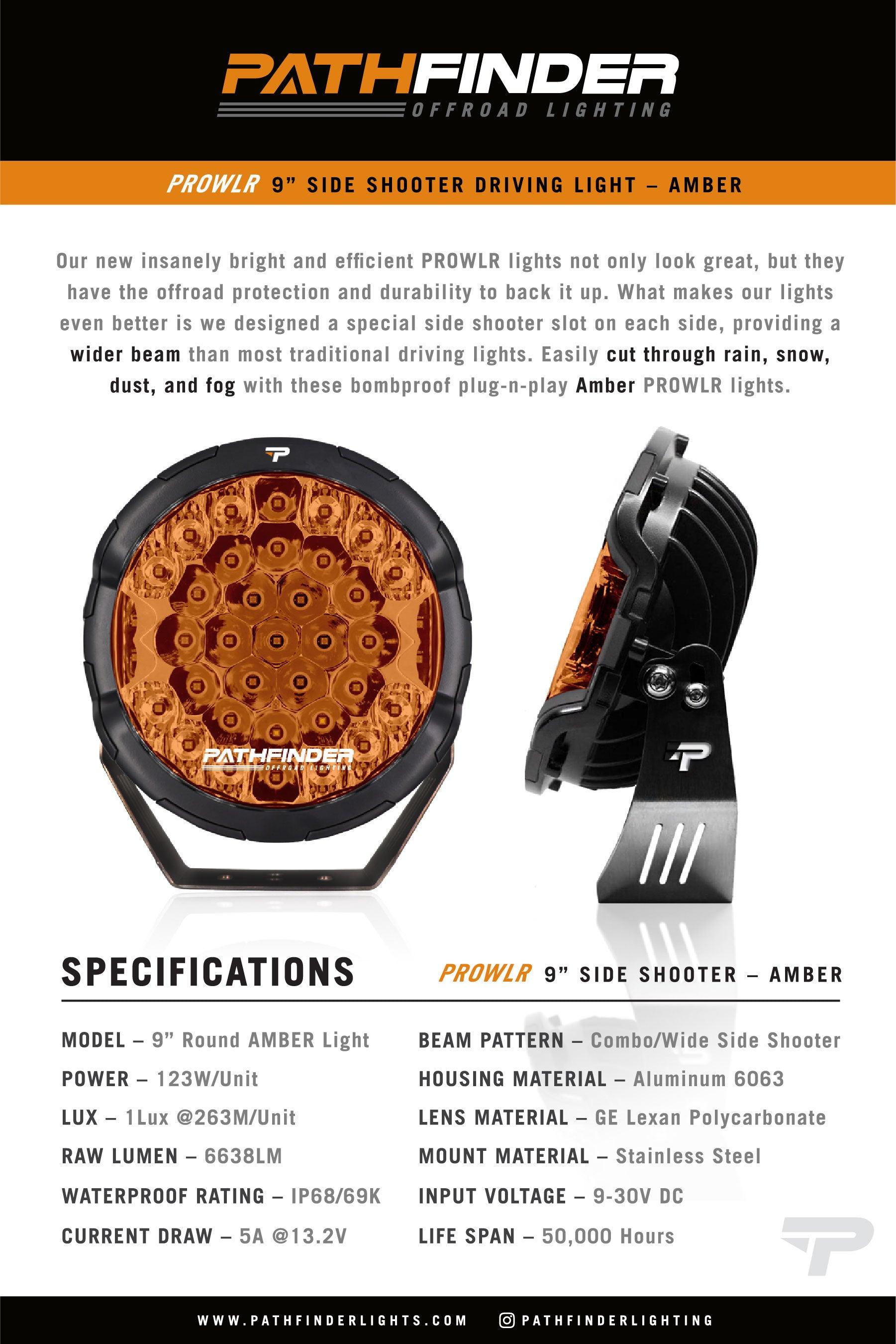 Backwoods PROWLR 9" LED Driving Light [TRUE AMBER]