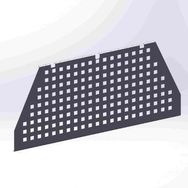 Steel molle panel for overlanding vehicle storage and camping gear organization.