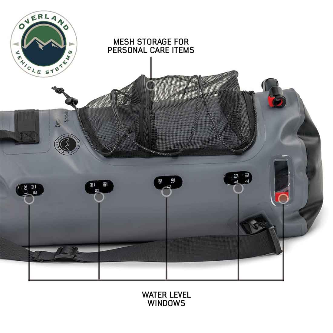 Overland Vehicle Systems 23 qt portable camp shower with foot pump and nozzle - view 8
