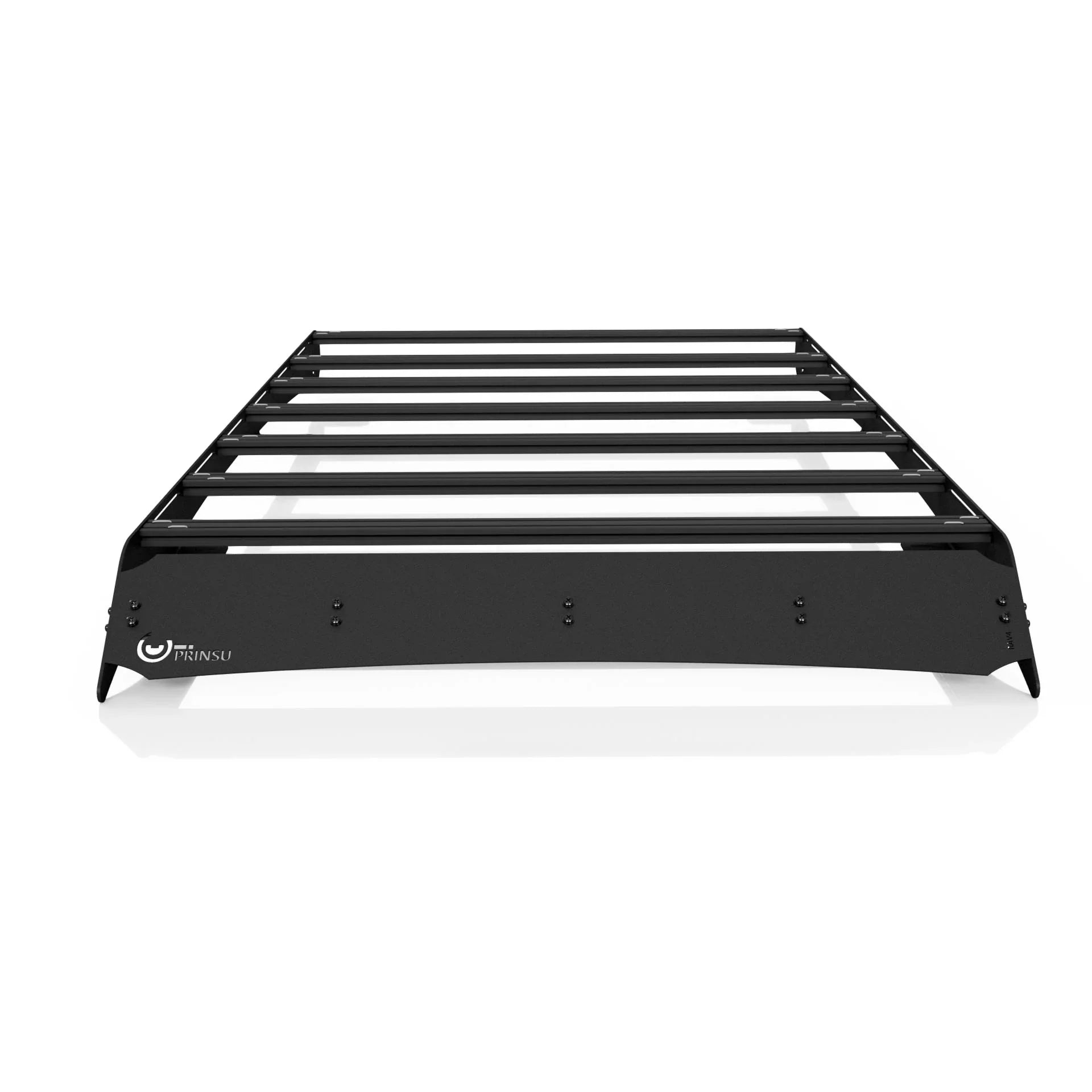 Black roof rack for Toyota RAV4, heavy-duty overland cargo carrier, front view