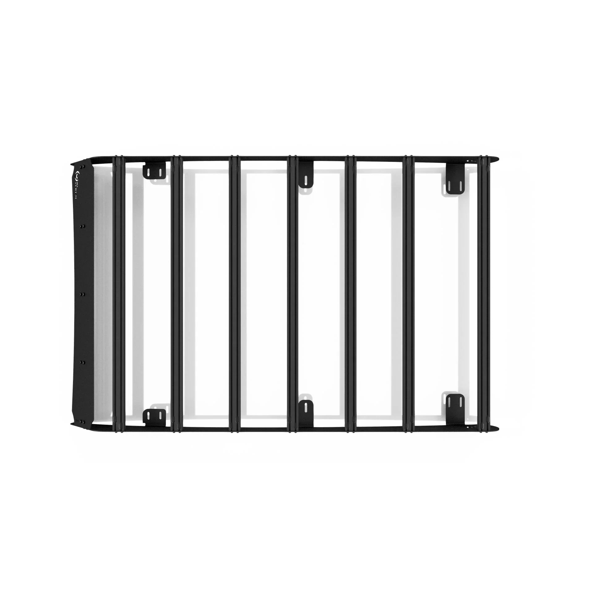 Toyota RAV4 roof rack for overlanding and expedition, top view, black metal bars