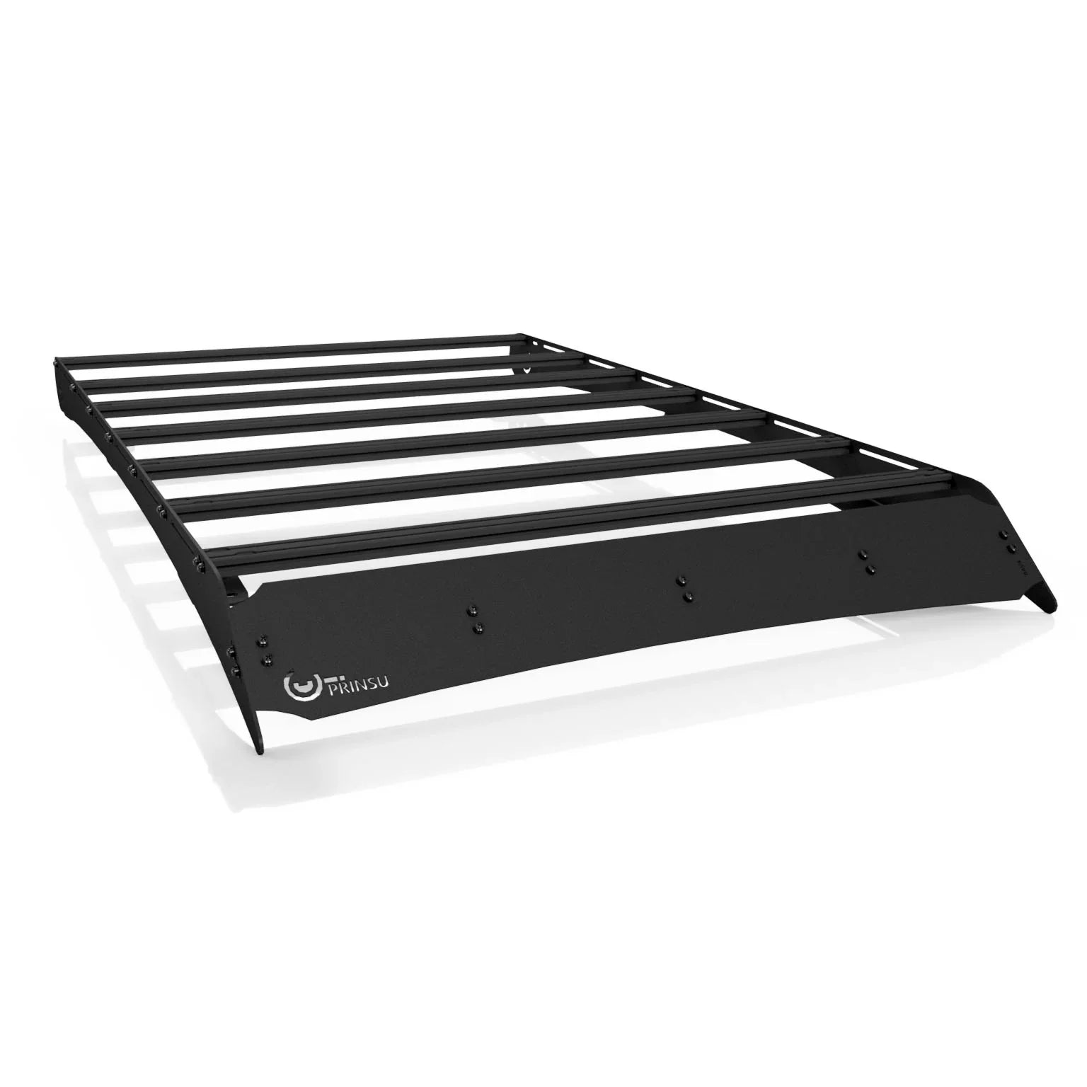 Prinsu roof rack for Toyota RAV4, black aluminum overlanding cargo rack on white background