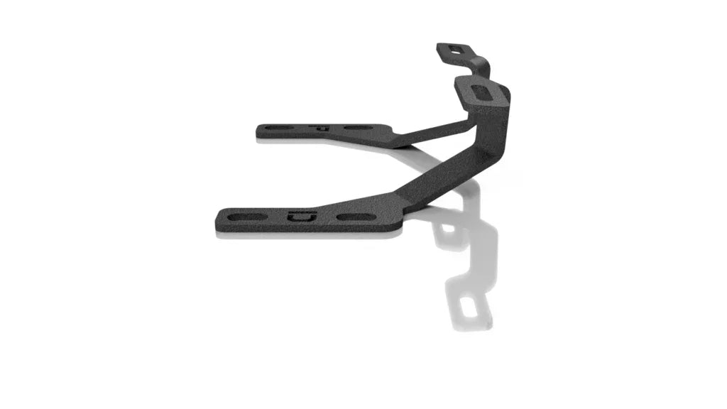 Black metal ditch light bracket for Toyota RAV4 Gen 5, isolated on white background