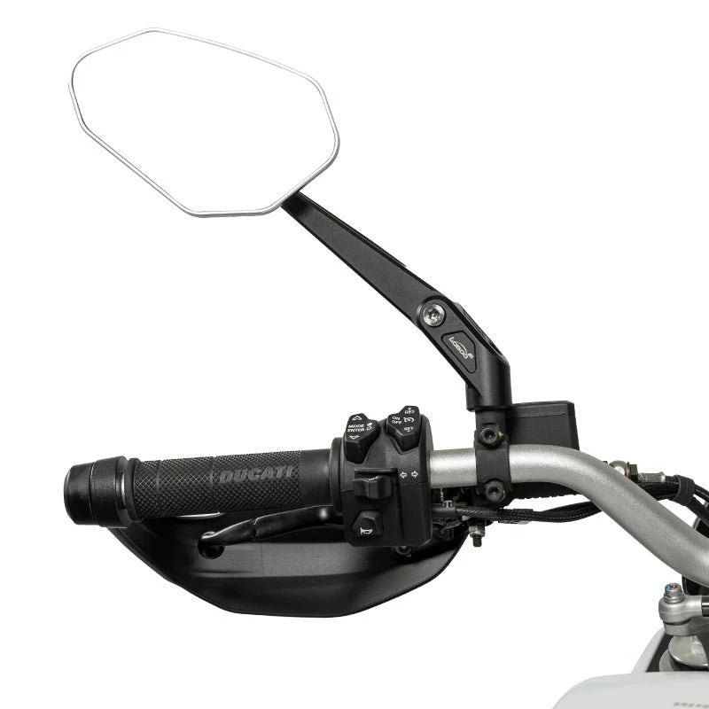 RM02 Motorcycle Rearview Mirror – 1200R Spherical Lens, CNC Aluminum, Anti-Glare & Quick-Fold Design