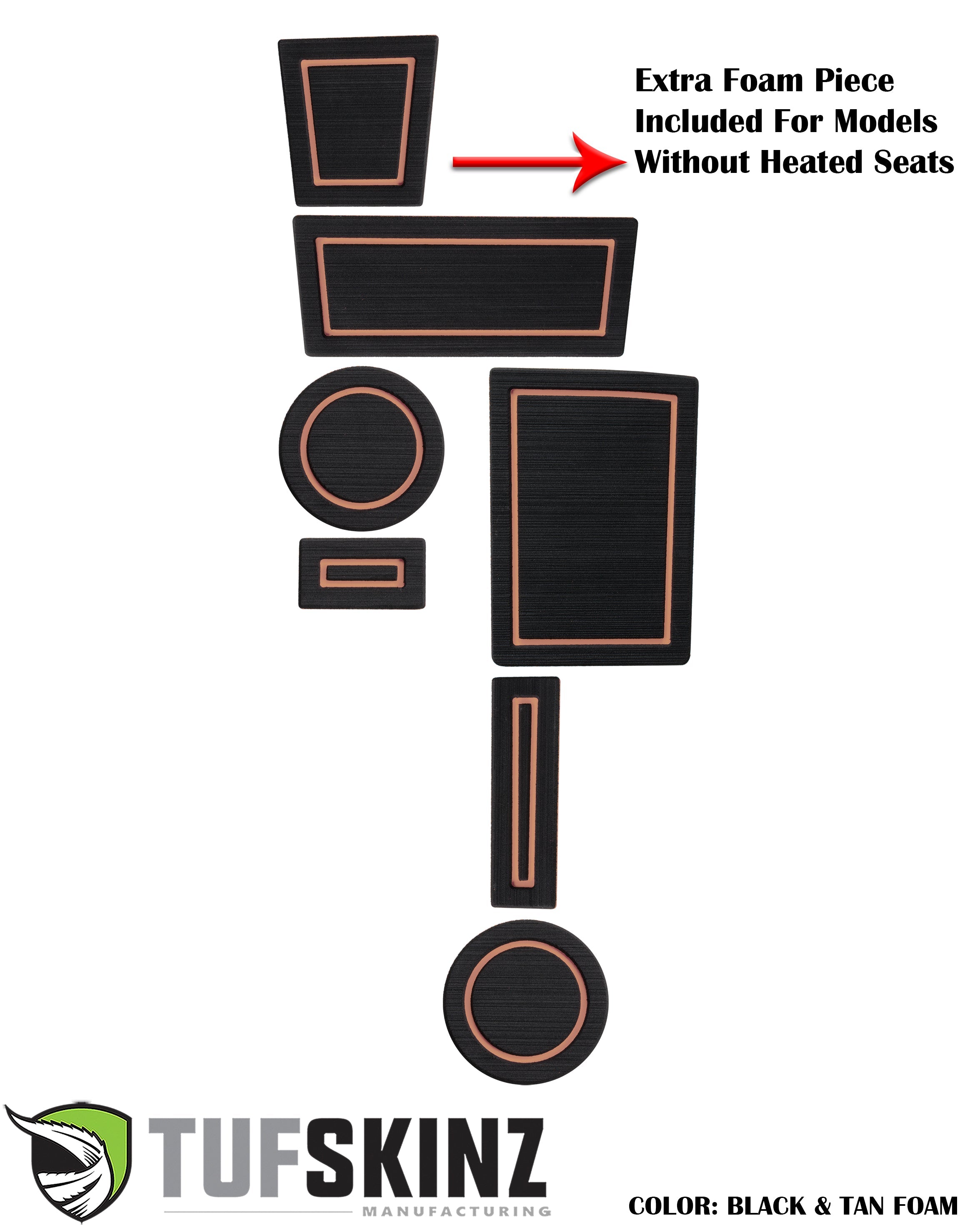 FOAM Cup Holder Inserts(2WD) Inserts Fits 2010-2020 Toyota 4Runner 2-Wheel Drive Black/Tan