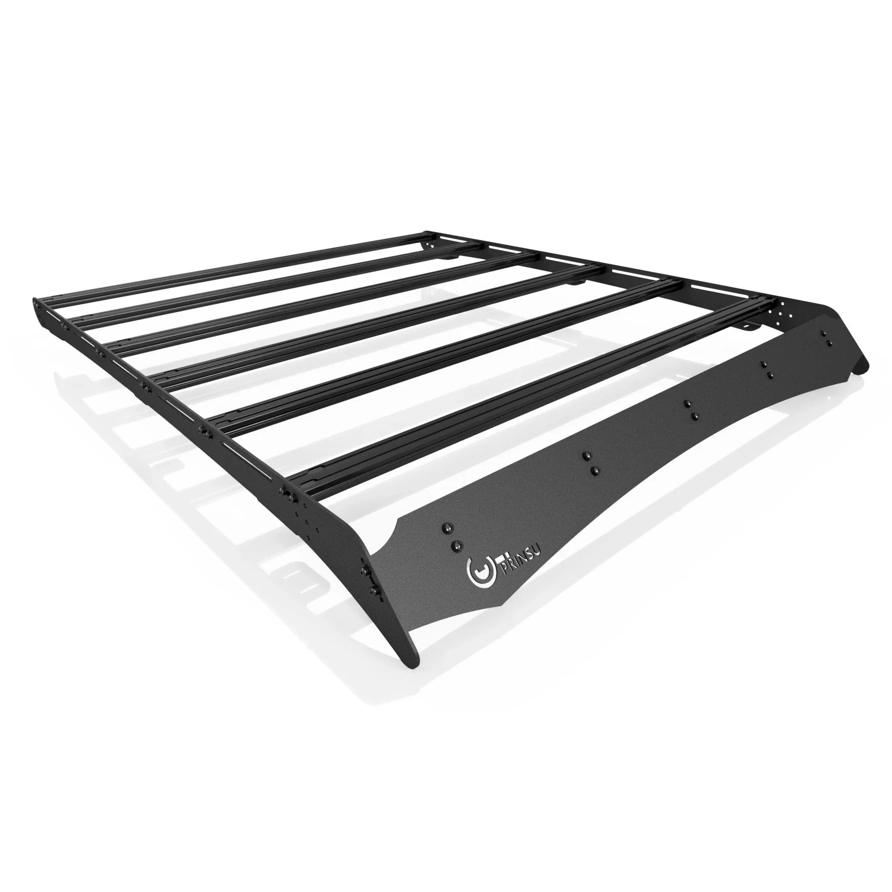 Heavy-duty black roof rack for overlanding vehicles, suitable for expedition gear