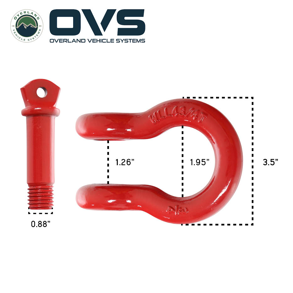 Overland Vehicle Systems 3/4 in recovery shackle D-ring rated 4.75 ton - view 3