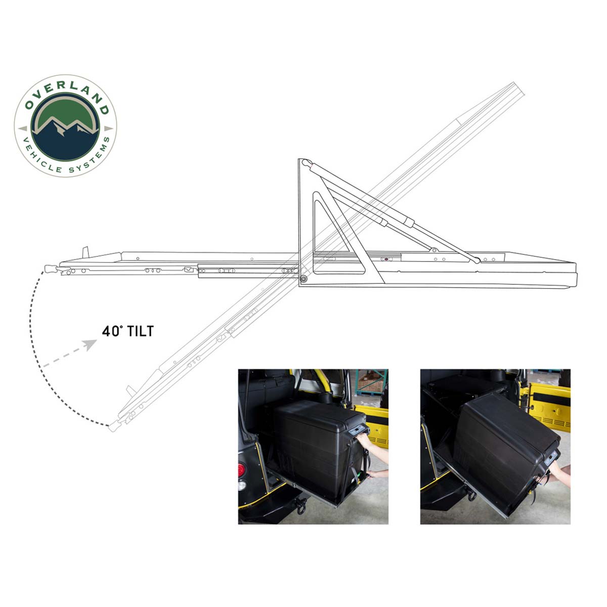 Overland Vehicle Systems small refrigerator mount with slide and tilt tray - view 6