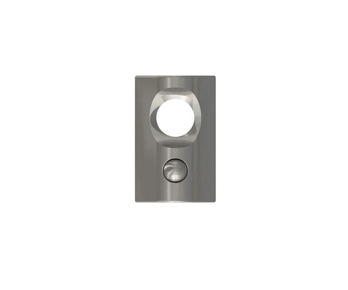 Stainless steel rectangular mounting bracket with circular hole and ball detent for vehicle accessories