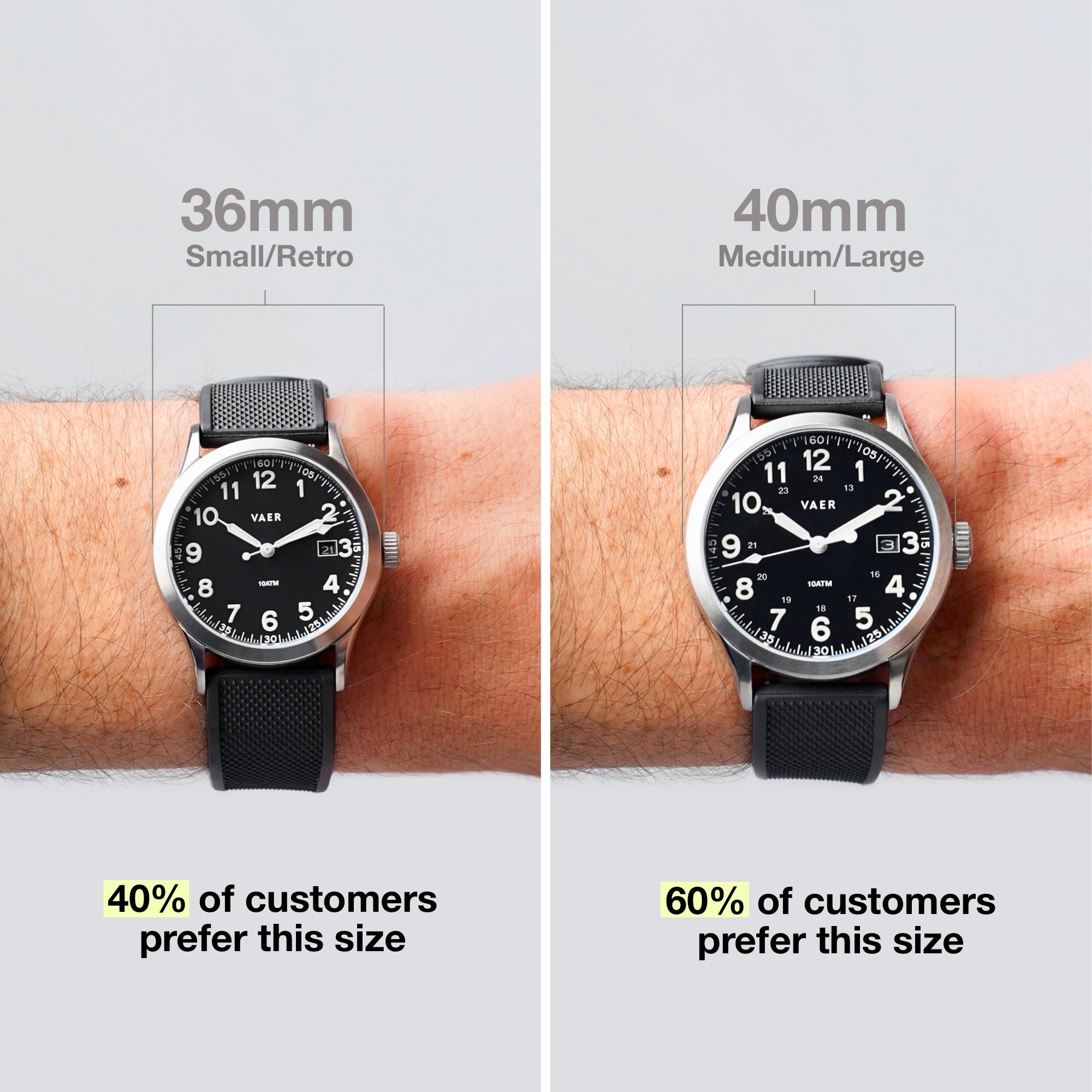 VAER S3 Calendar Field Black Watch - 36mm Quartz