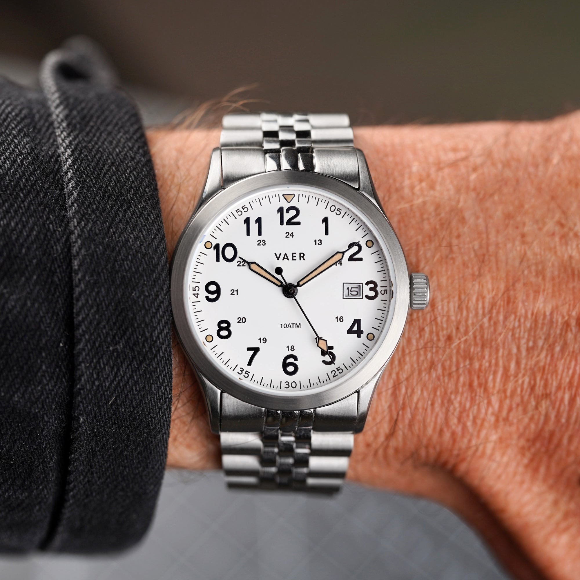 VAER S3 Calendar Field White Watch - 36mm Quartz